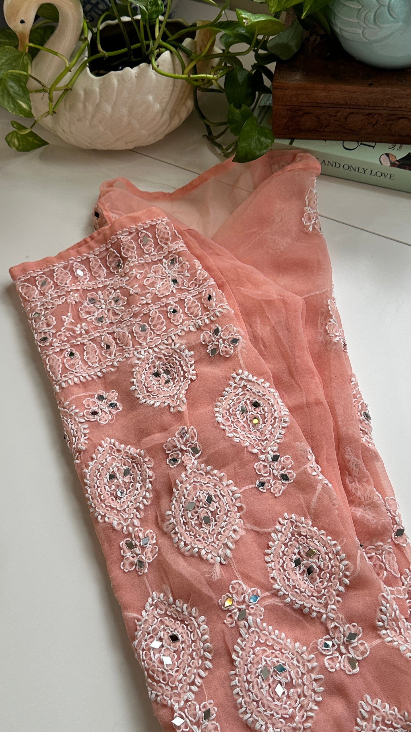 Peach - Georgette Mirror Kurta