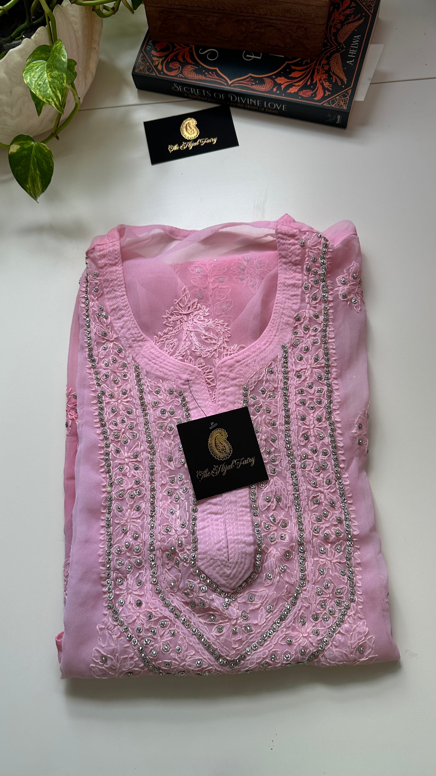 Georgette Stone Kurta- Lilac 1