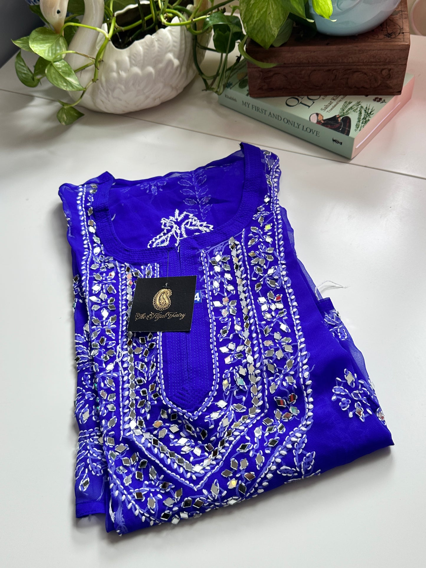 Navy Blue - Georgette Mirror Kurta