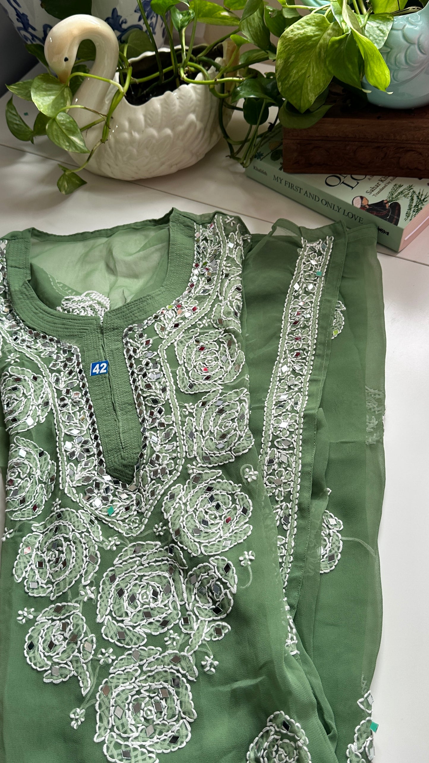 Sage Green - Georgette Mirror Kurta