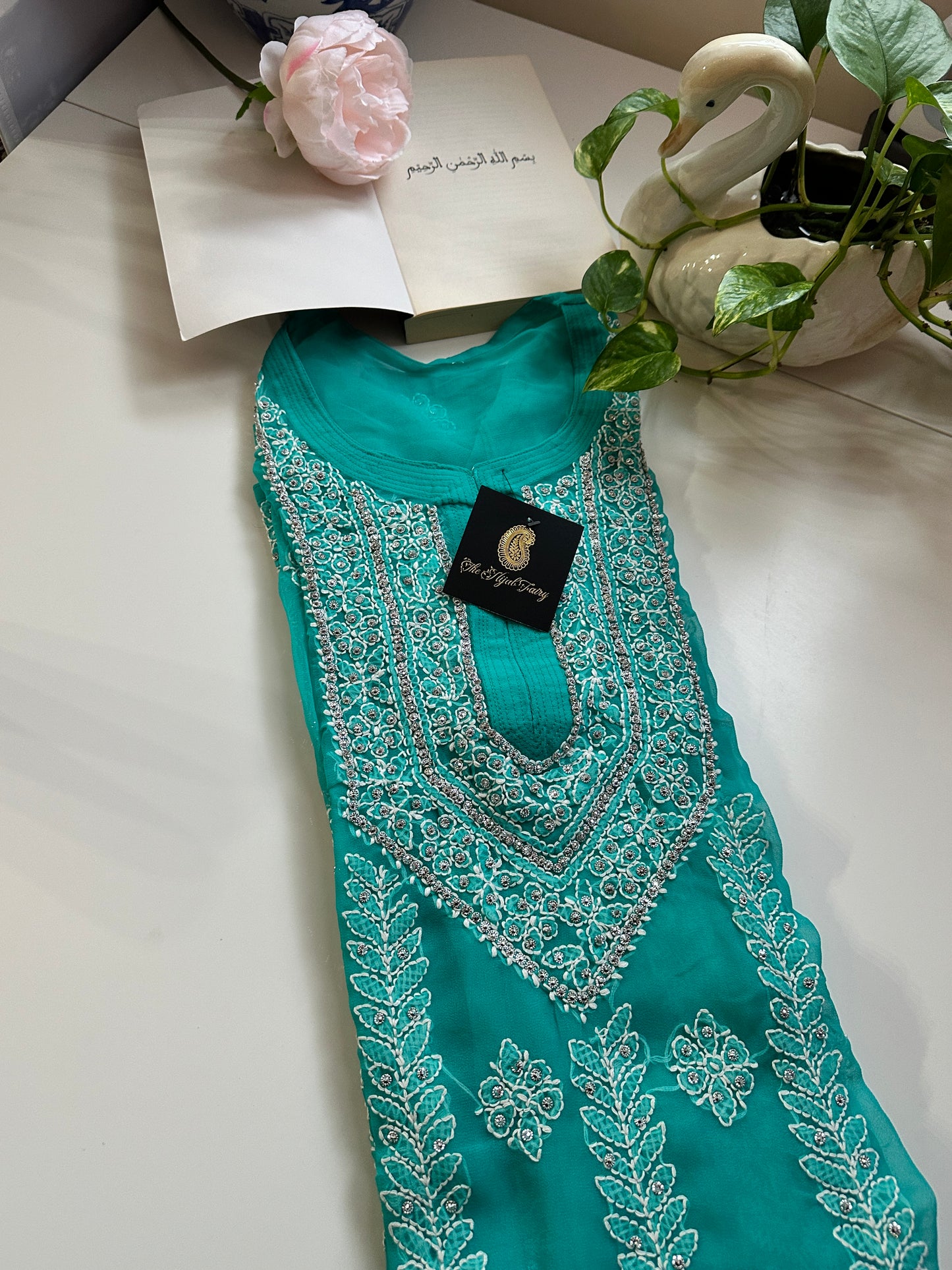 Dark Firozi - Georgette Stone Kurta