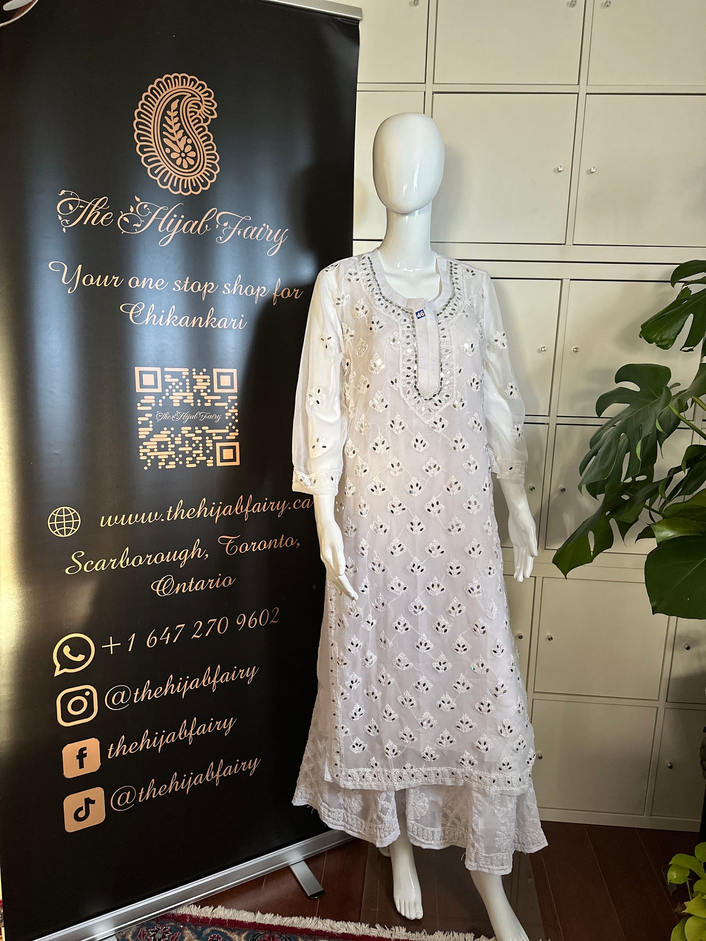 White - Georgette Mirror Kurta