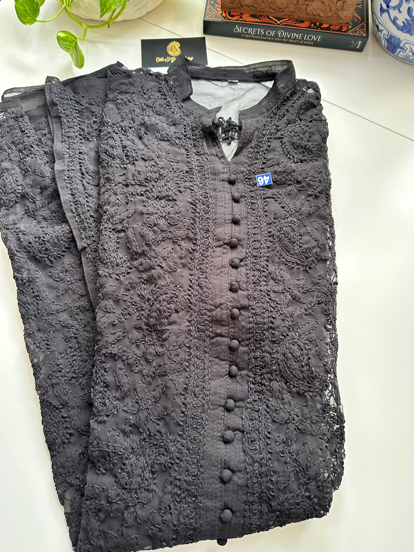 Georgette Kurta - Black Sherwani style