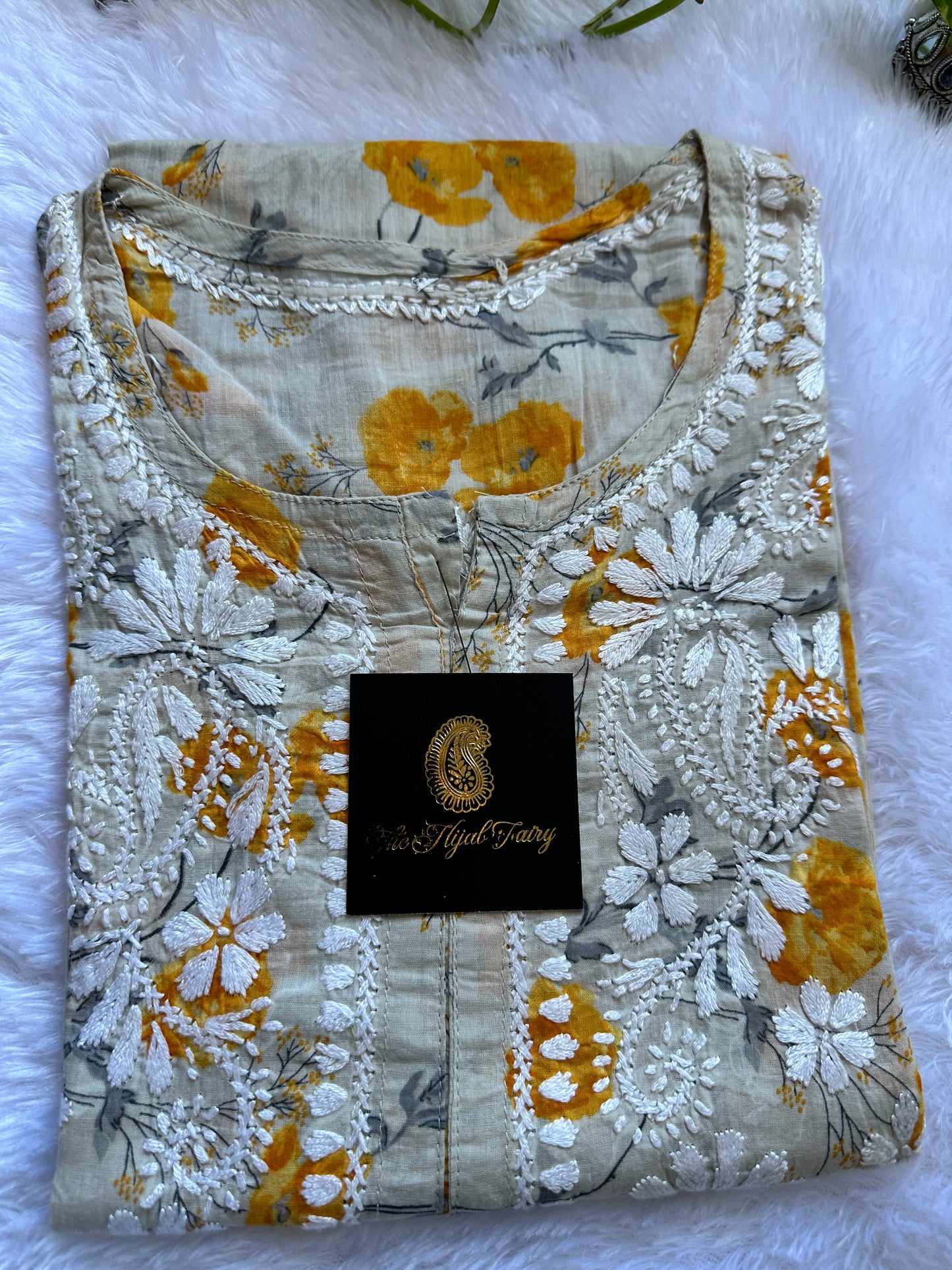 Mulmul Printed Kurti- Yellow 2