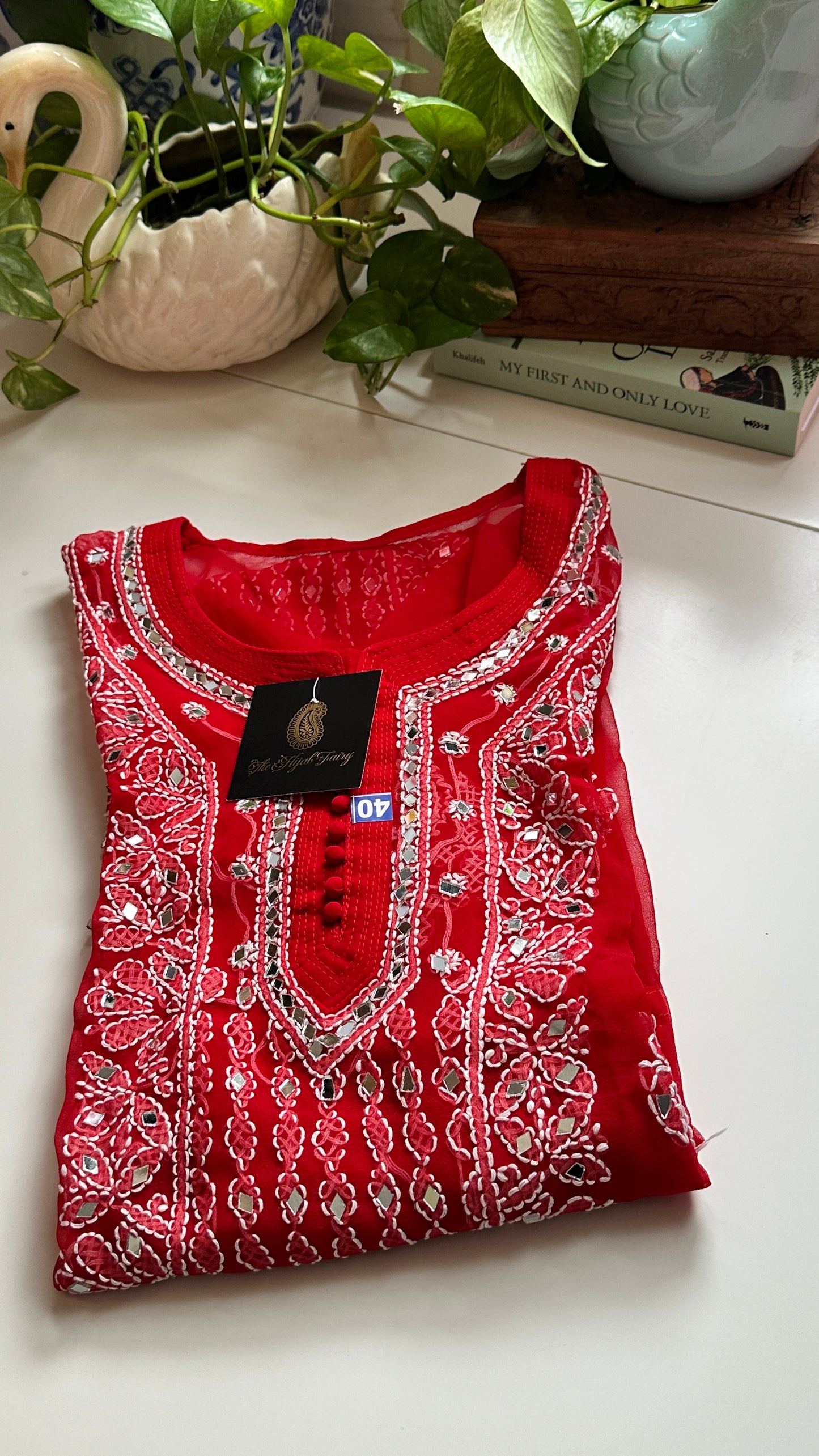 Red - Georgette Mirror Kurta