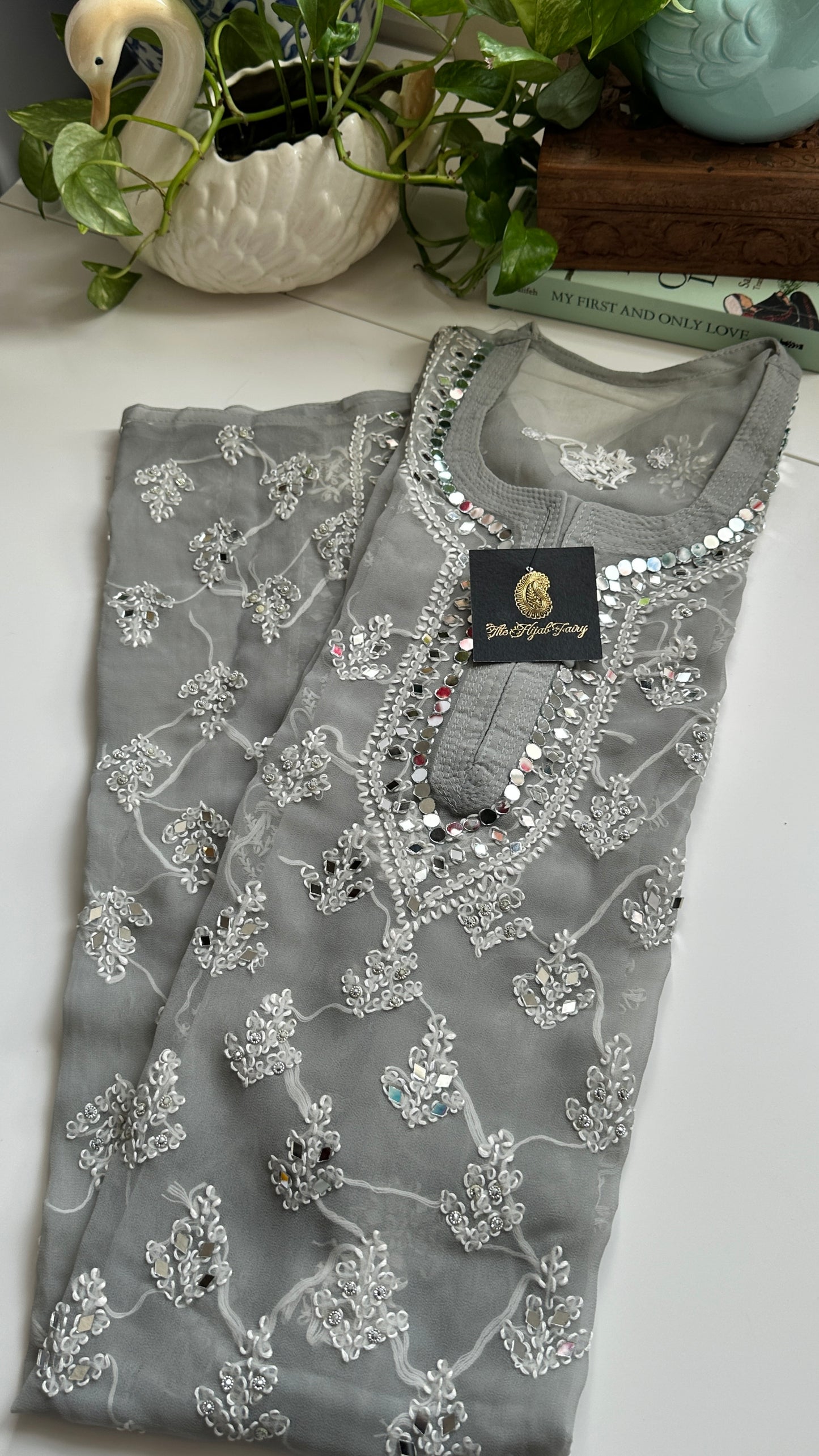 Grey - Georgette Mirror Kurta