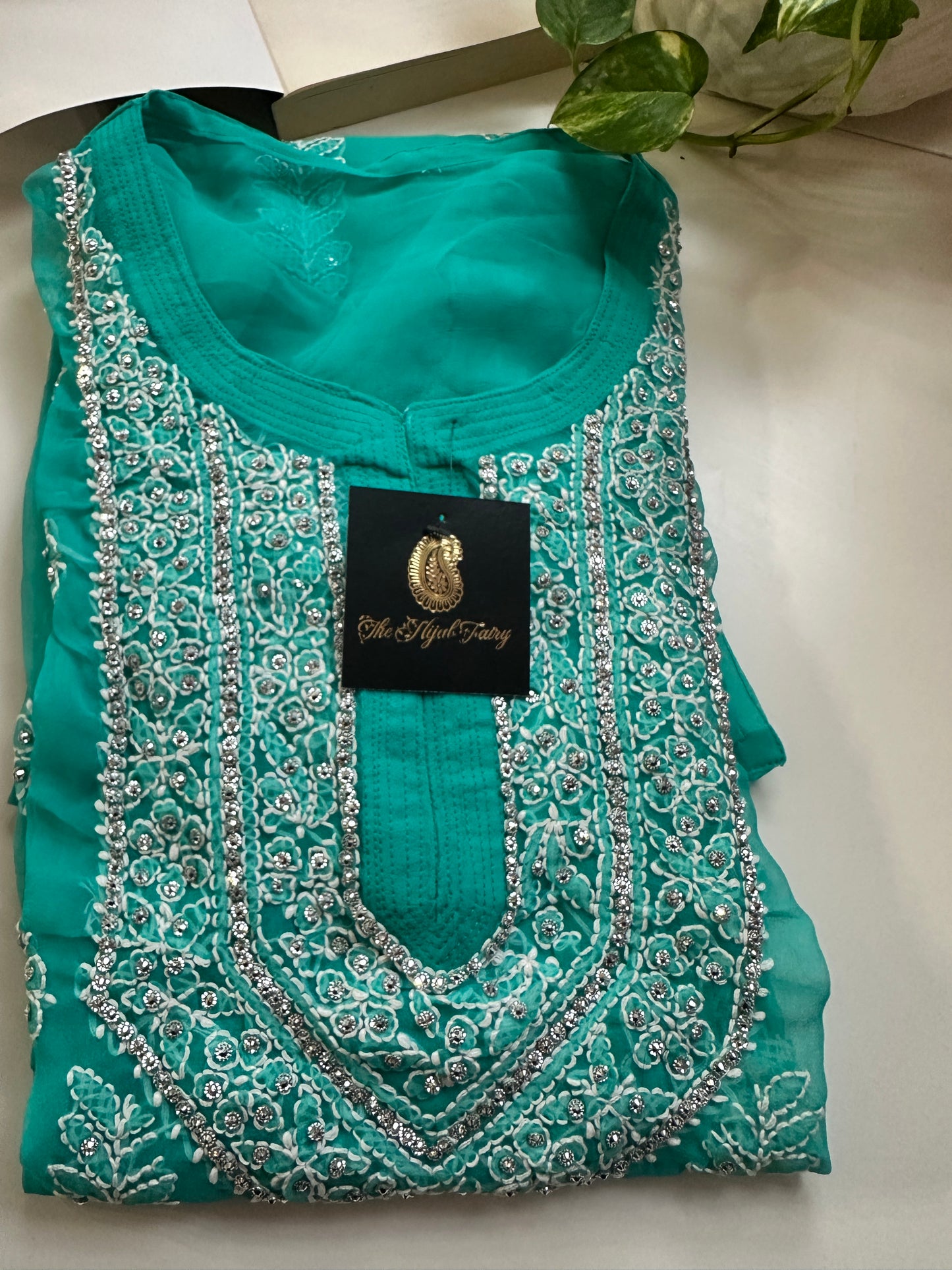 Dark Firozi - Georgette Stone Kurta