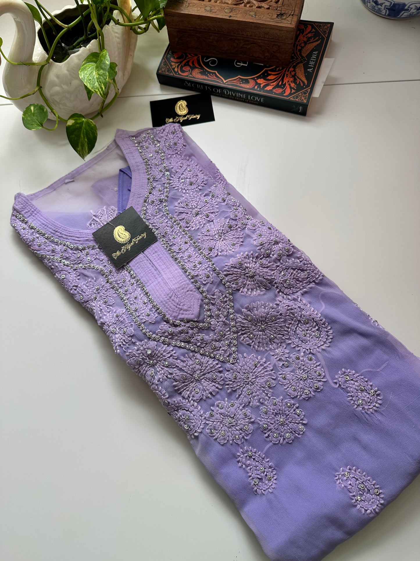 Georgette Stone Kurta- Lilac 2