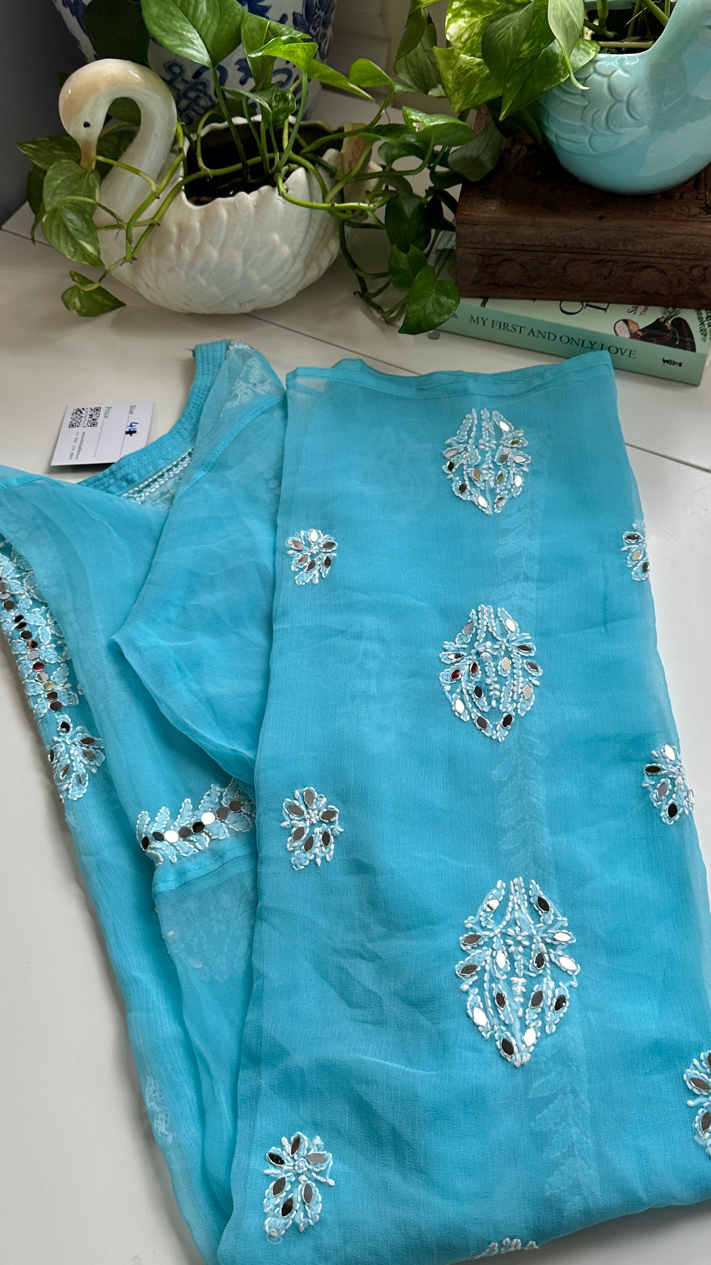 Light Blue - Georgette Mirror Kurta