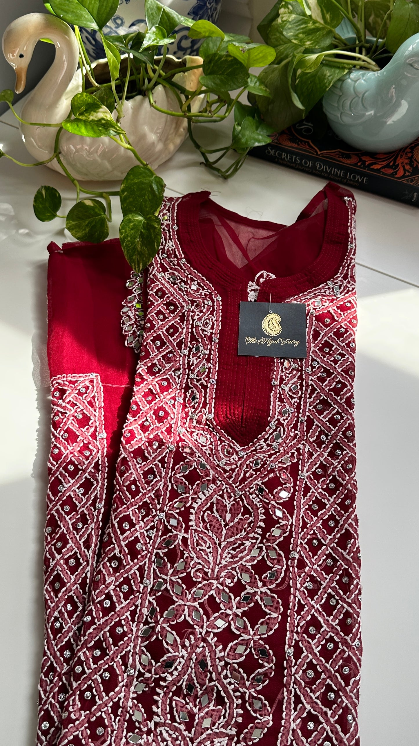 Maroon - Georgette Mirror Kurta