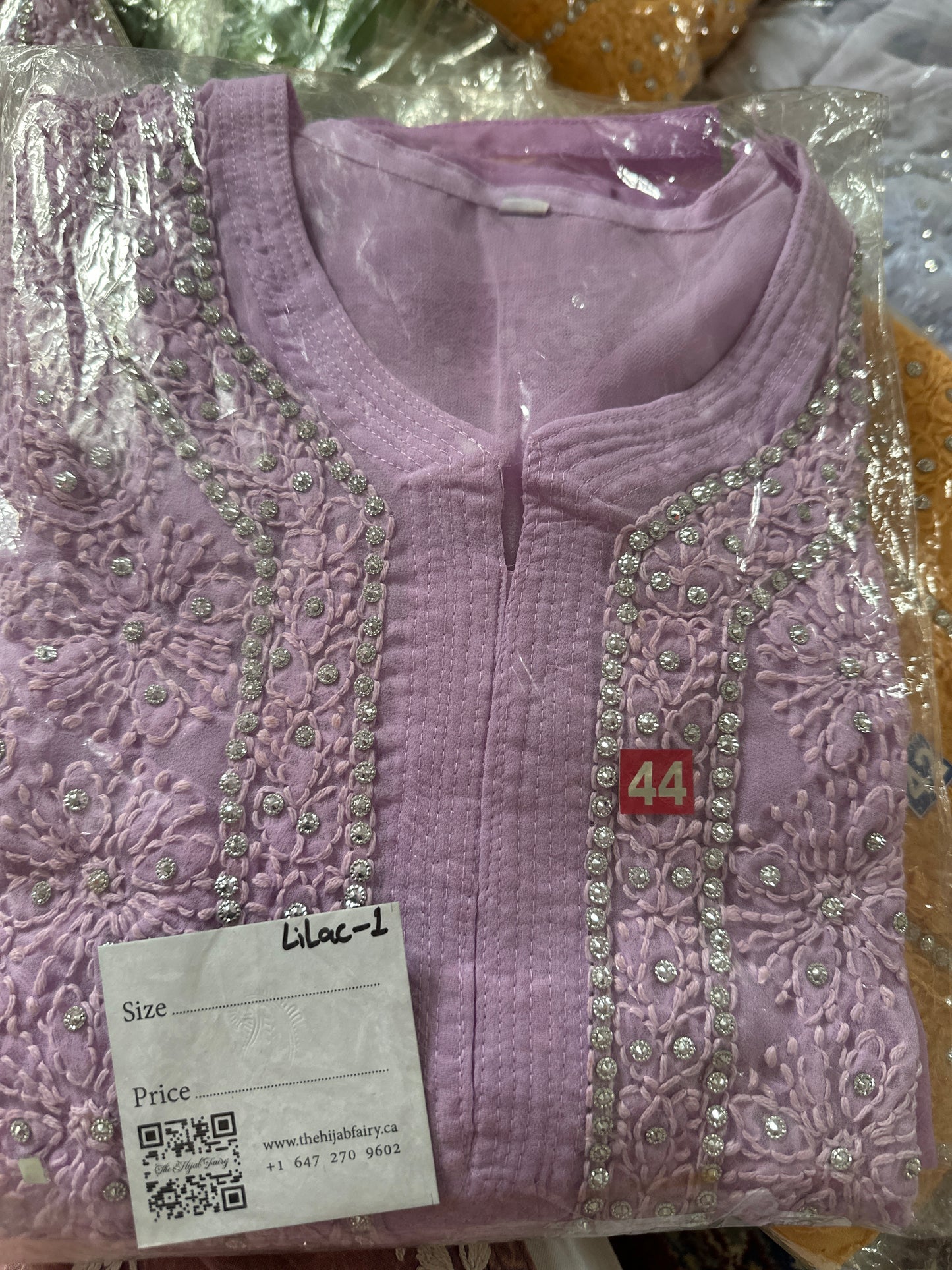 Georgette Stone Kurta- Lilac 2