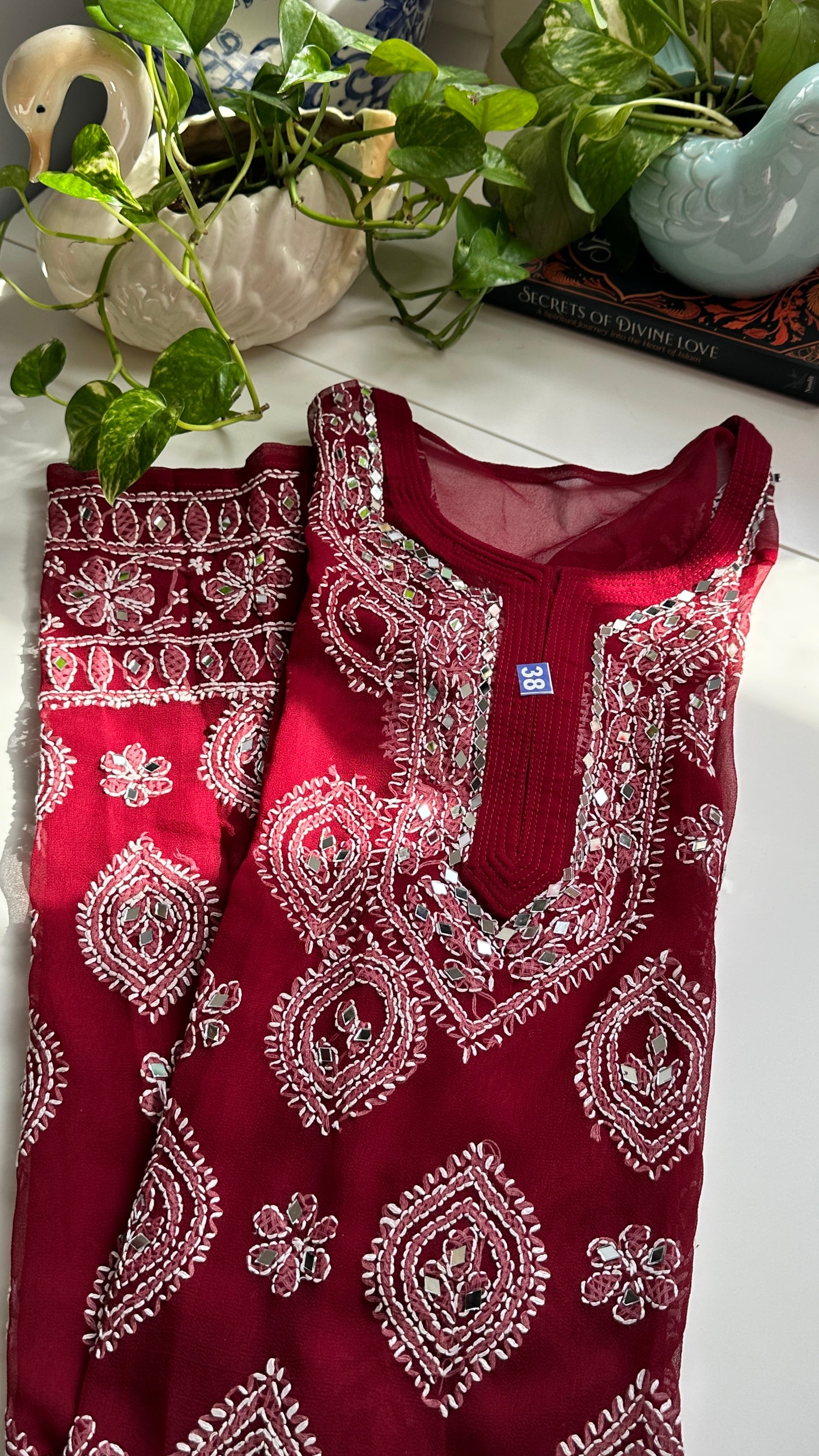 Maroon - Georgette Mirror Kurta