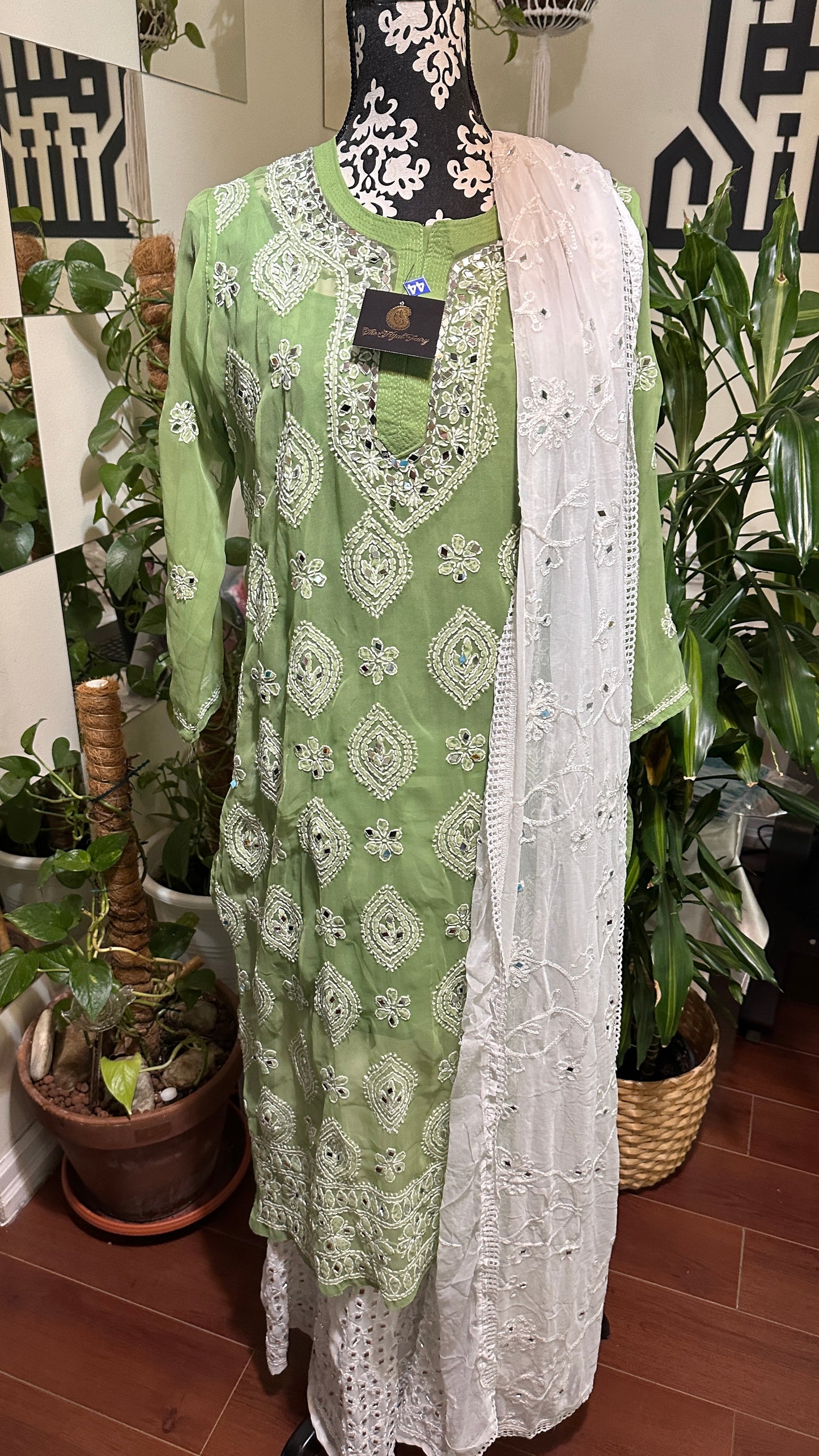 Sage Green - Georgette Mirror Kurta