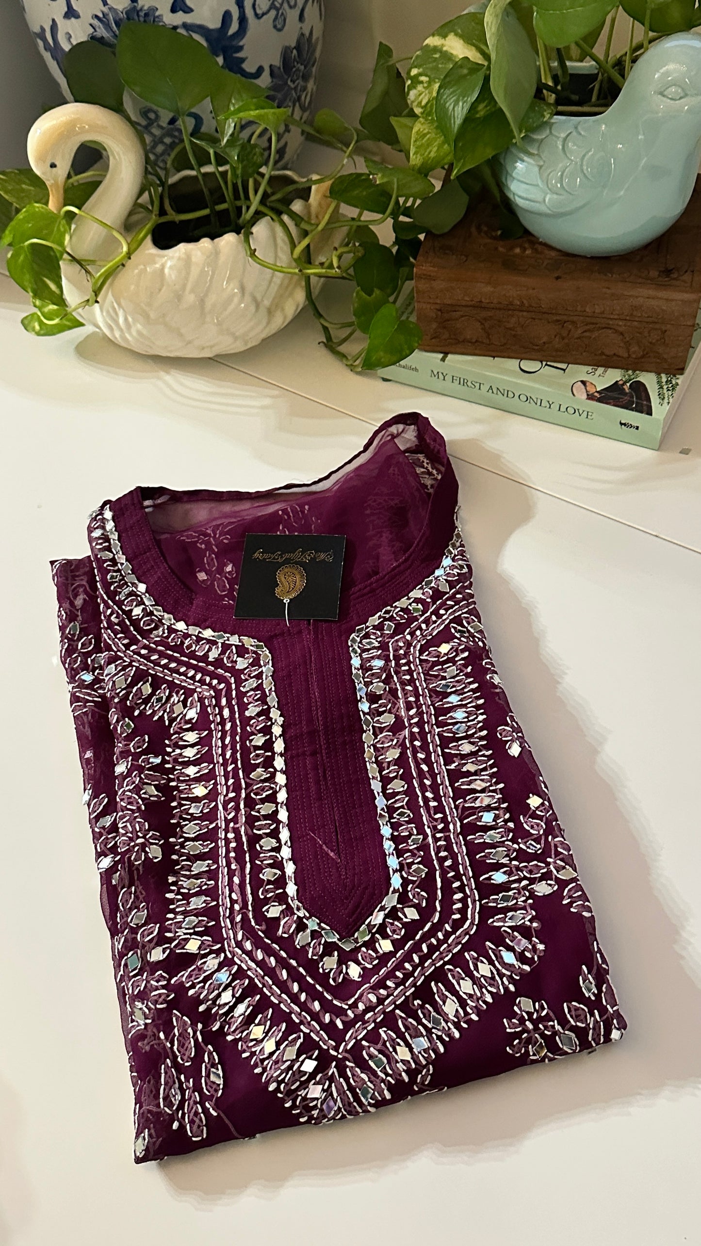 Wine - Georgette Mirror Kurta