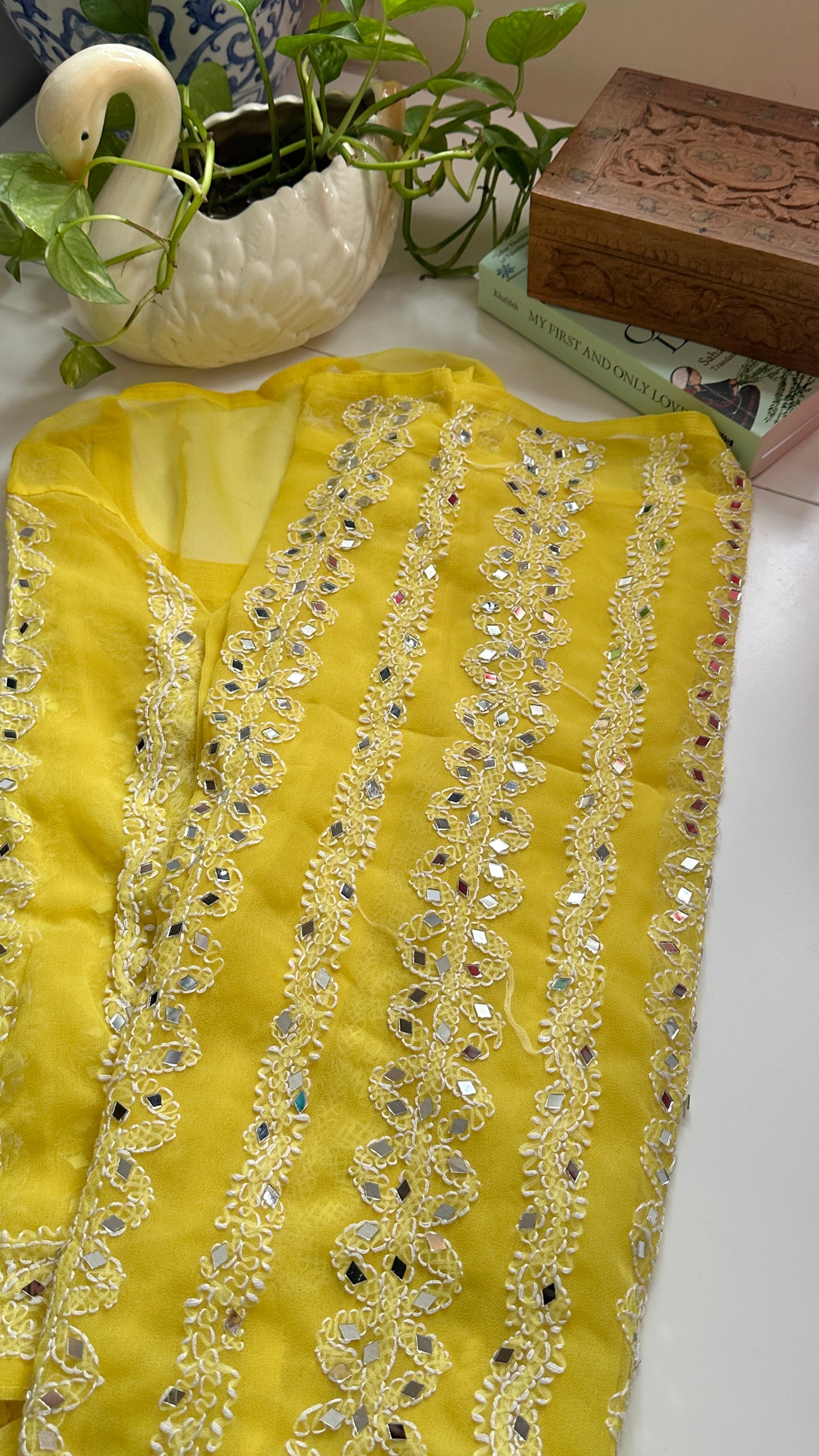 Yellow - Georgette Mirror Kurta