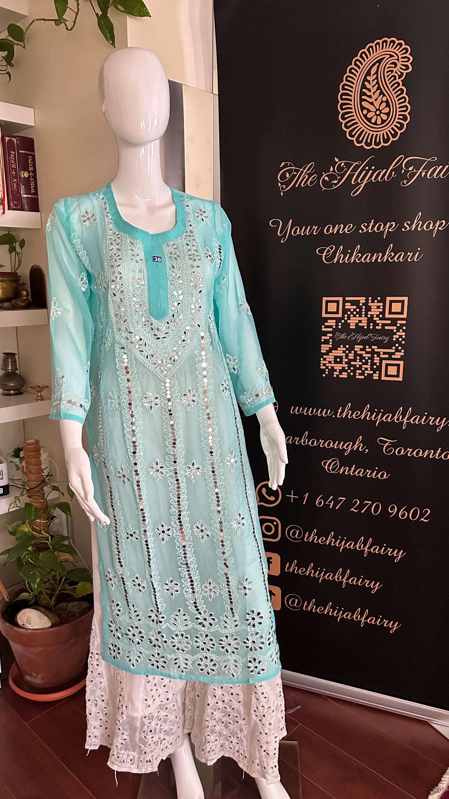 Firozi Blue - Georgette Mirror Kurta