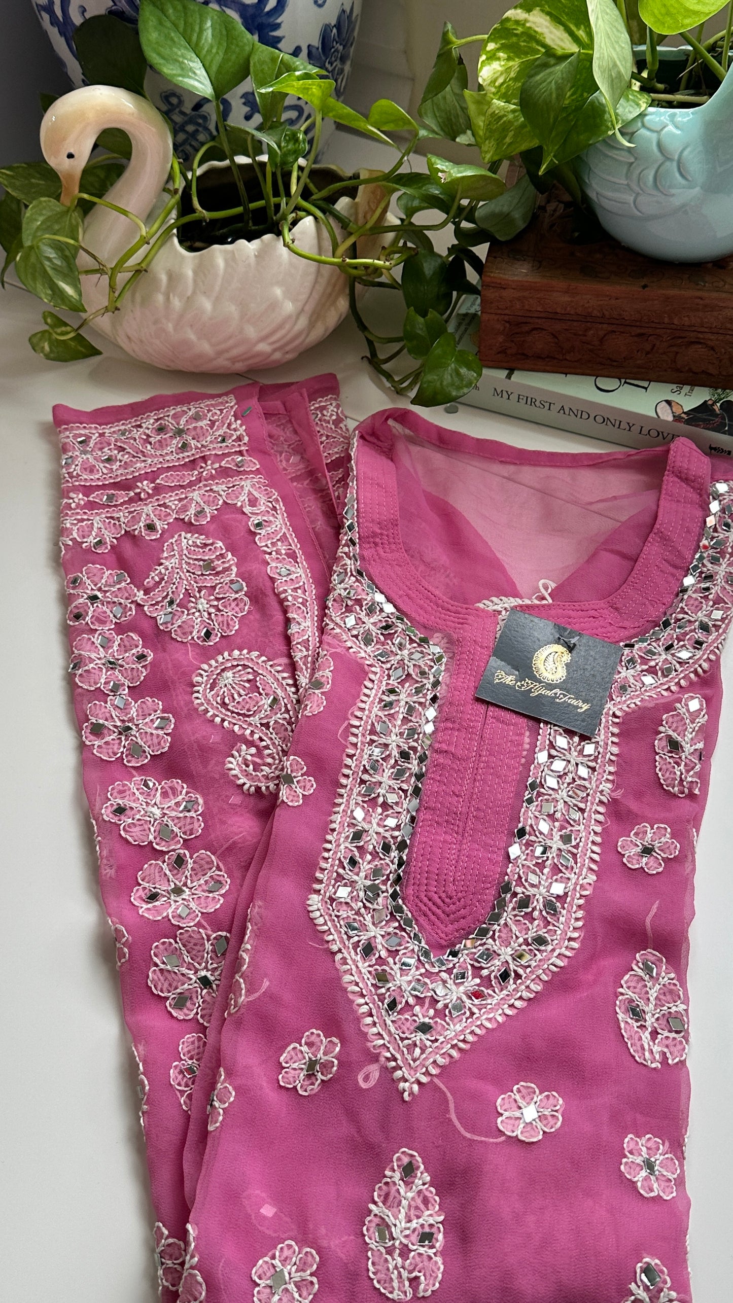 Pink - Georgette Mirror Kurta