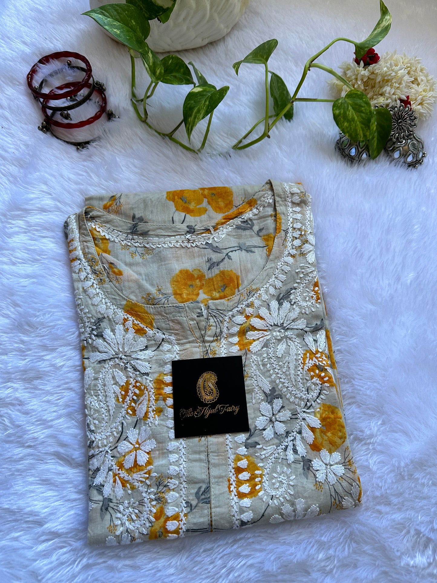 Mulmul Printed Kurti- Yellow 2