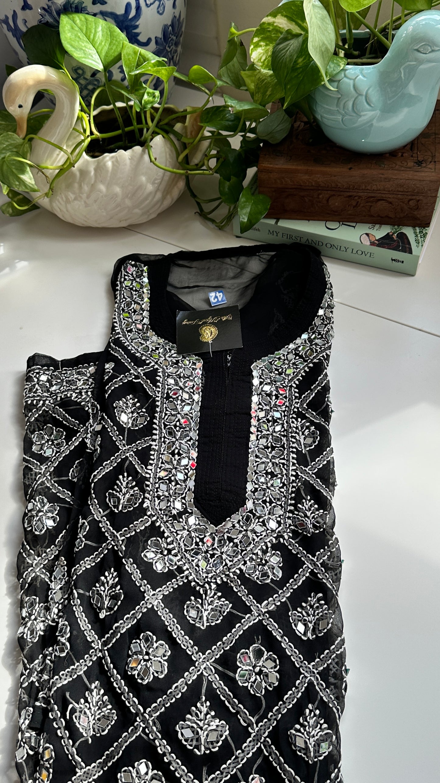 Black - Georgette Mirror Kurta