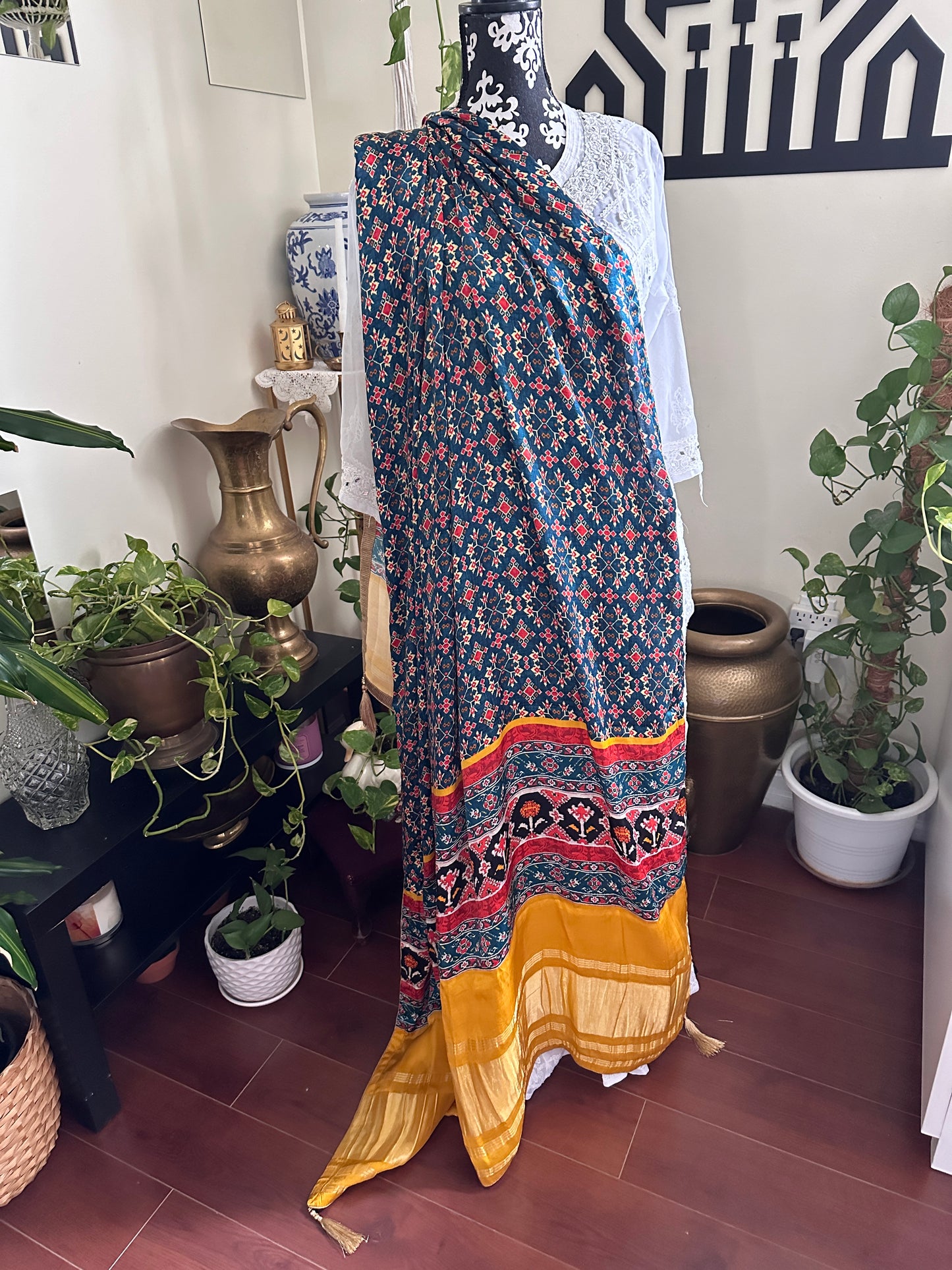 Patan Patpola Silk Dupatta Blue