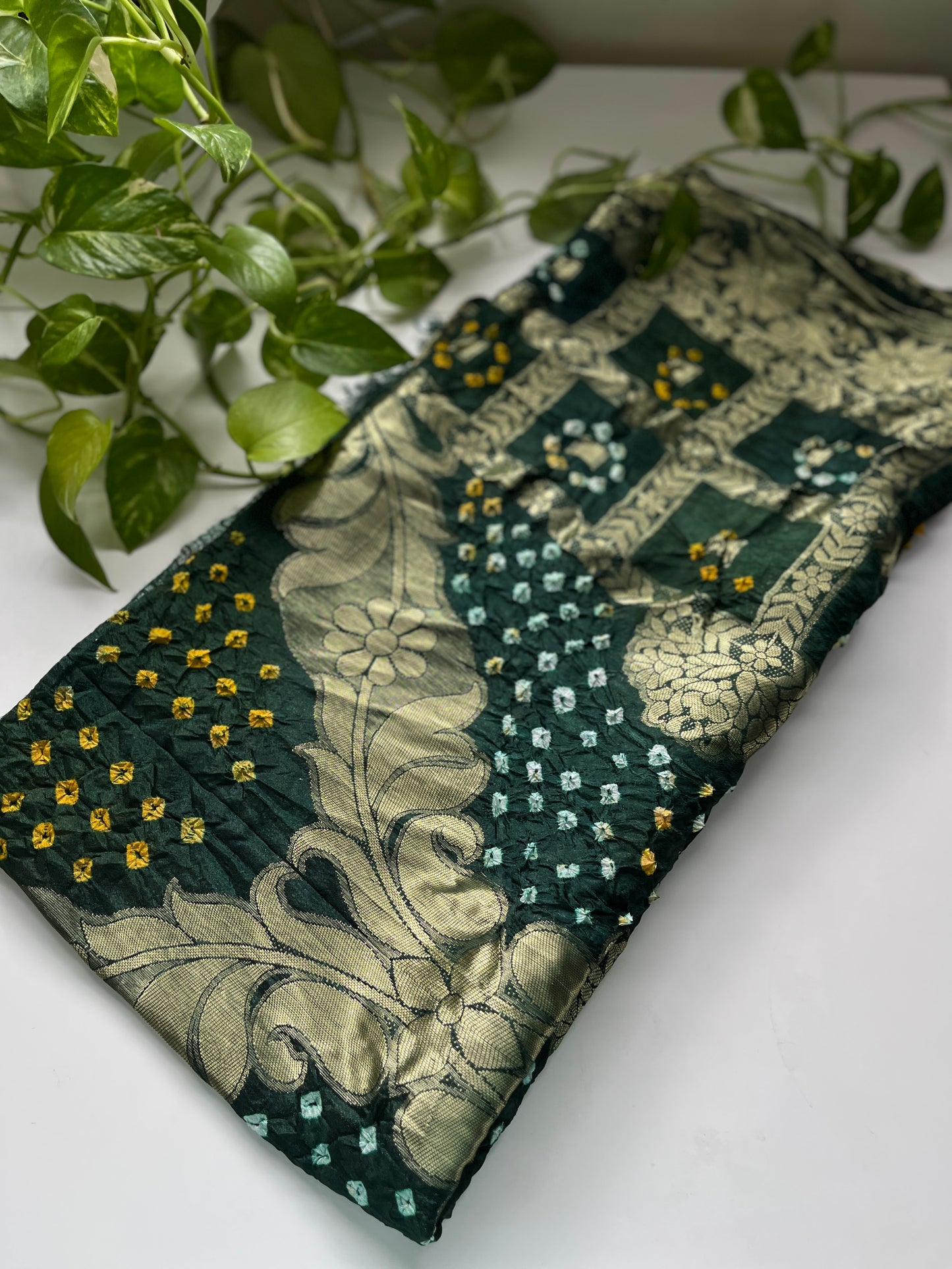 Gaji Silk Gharchola Dupatta GREEN