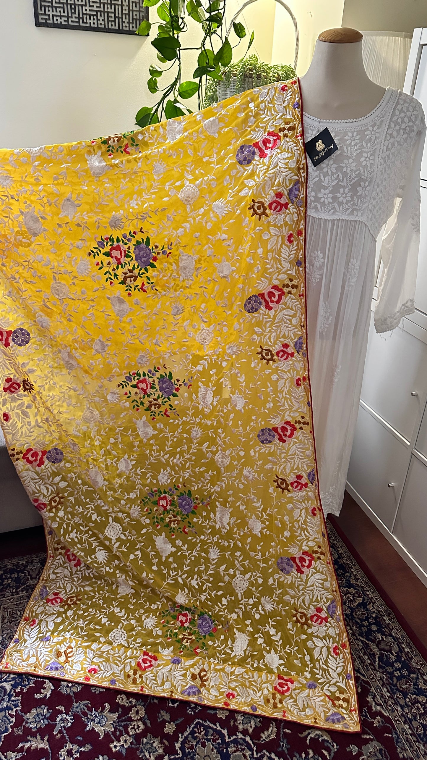 Parsi Gara Premium Dupatta - Yellow