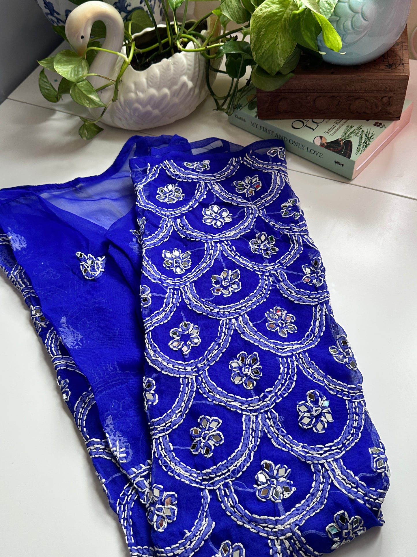Navy Blue - Georgette Mirror Kurta