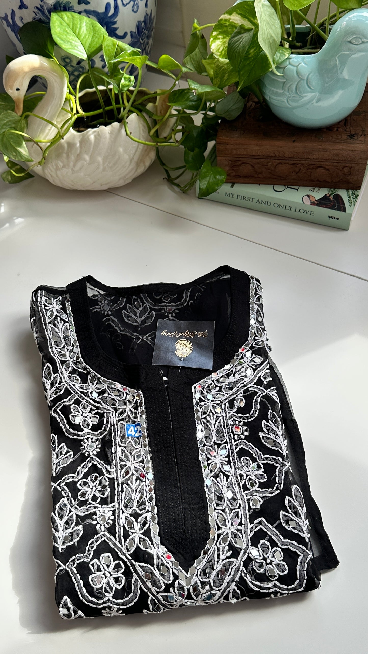 Black - Georgette Mirror Kurta