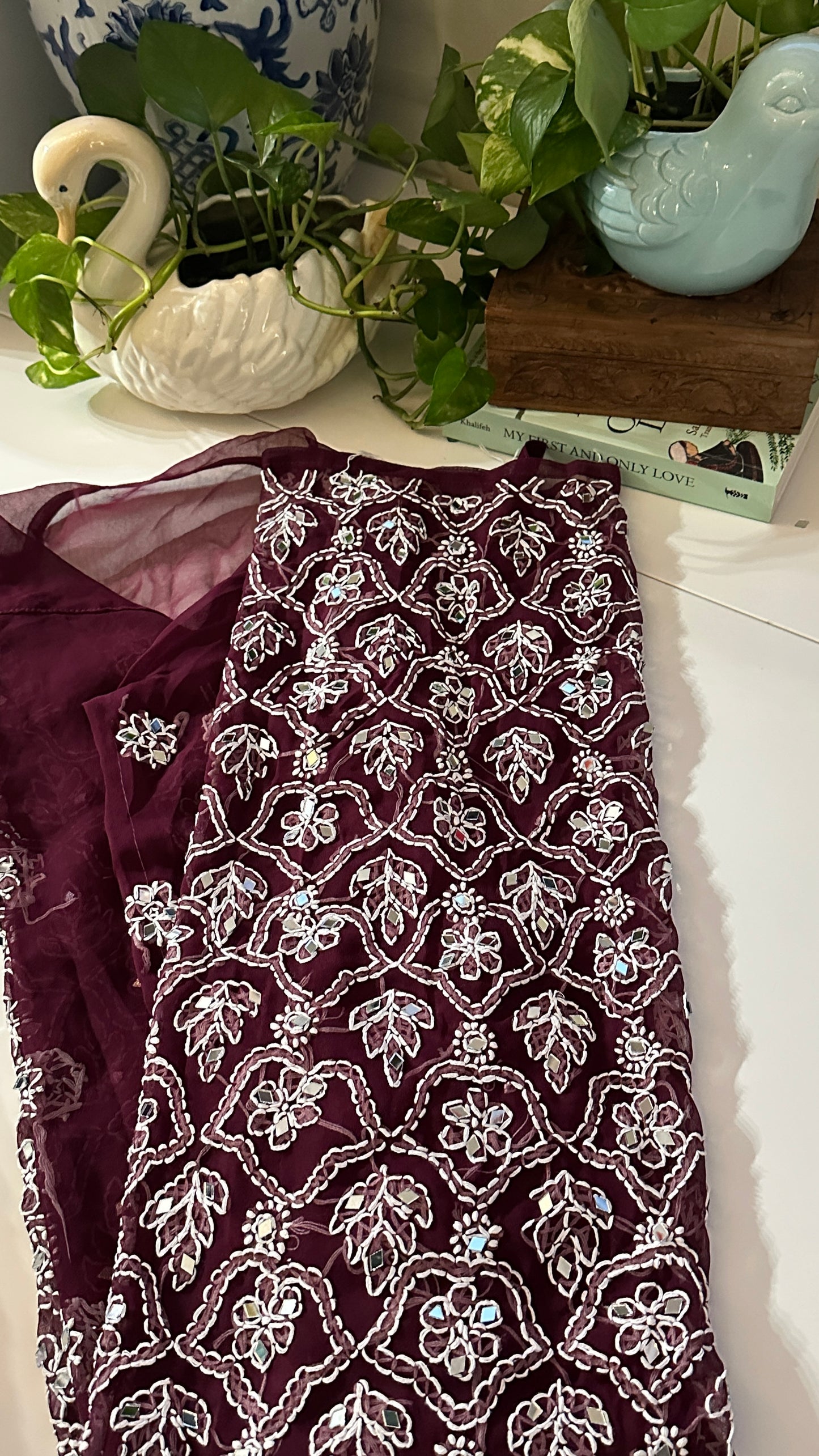 Wine - Georgette Mirror Kurta