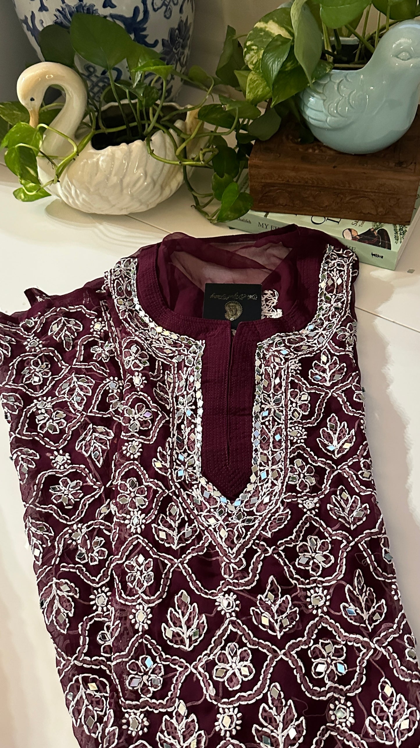 Wine - Georgette Mirror Kurta