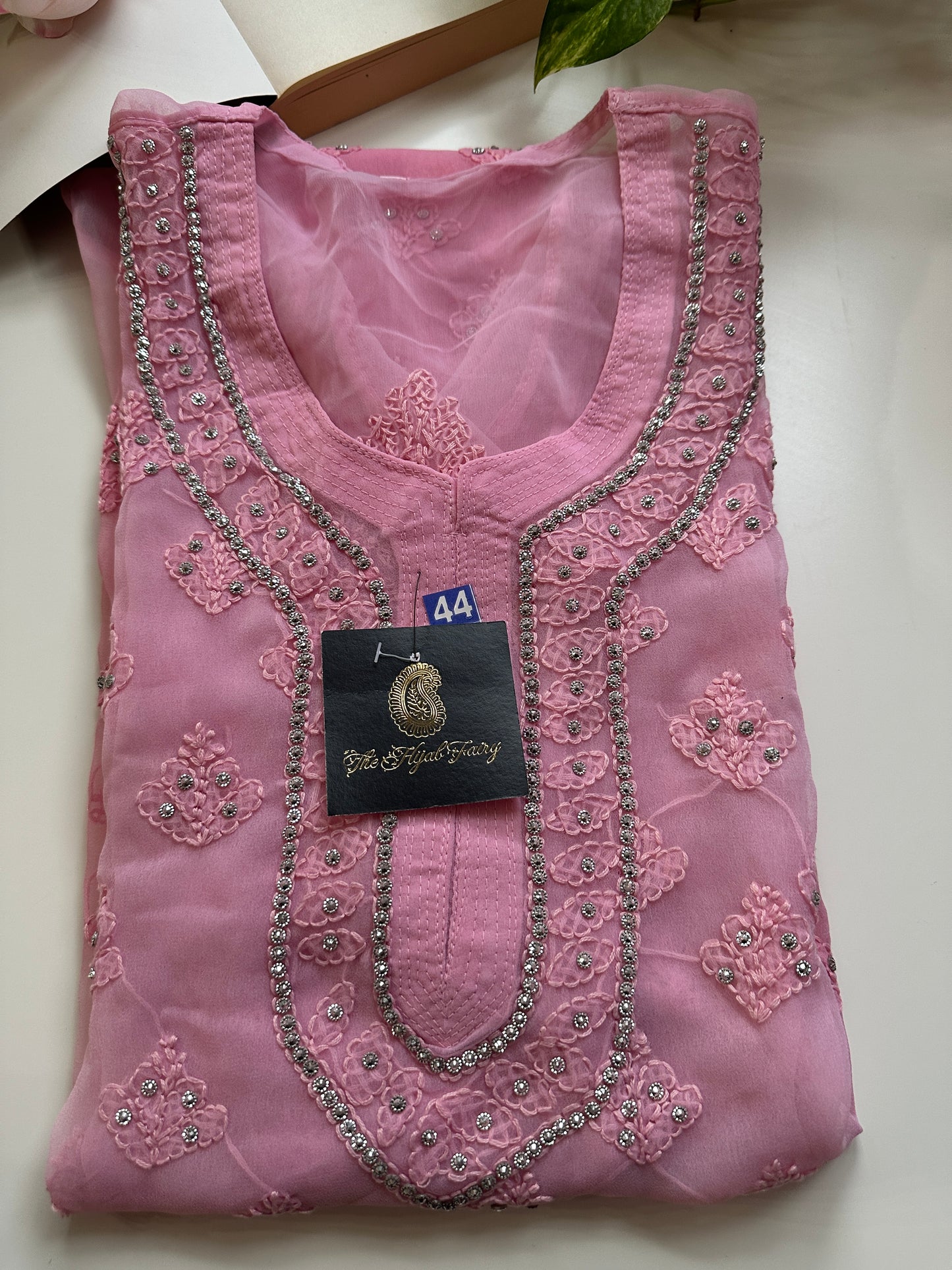 Rose Pink - Georgette Stone Kurta