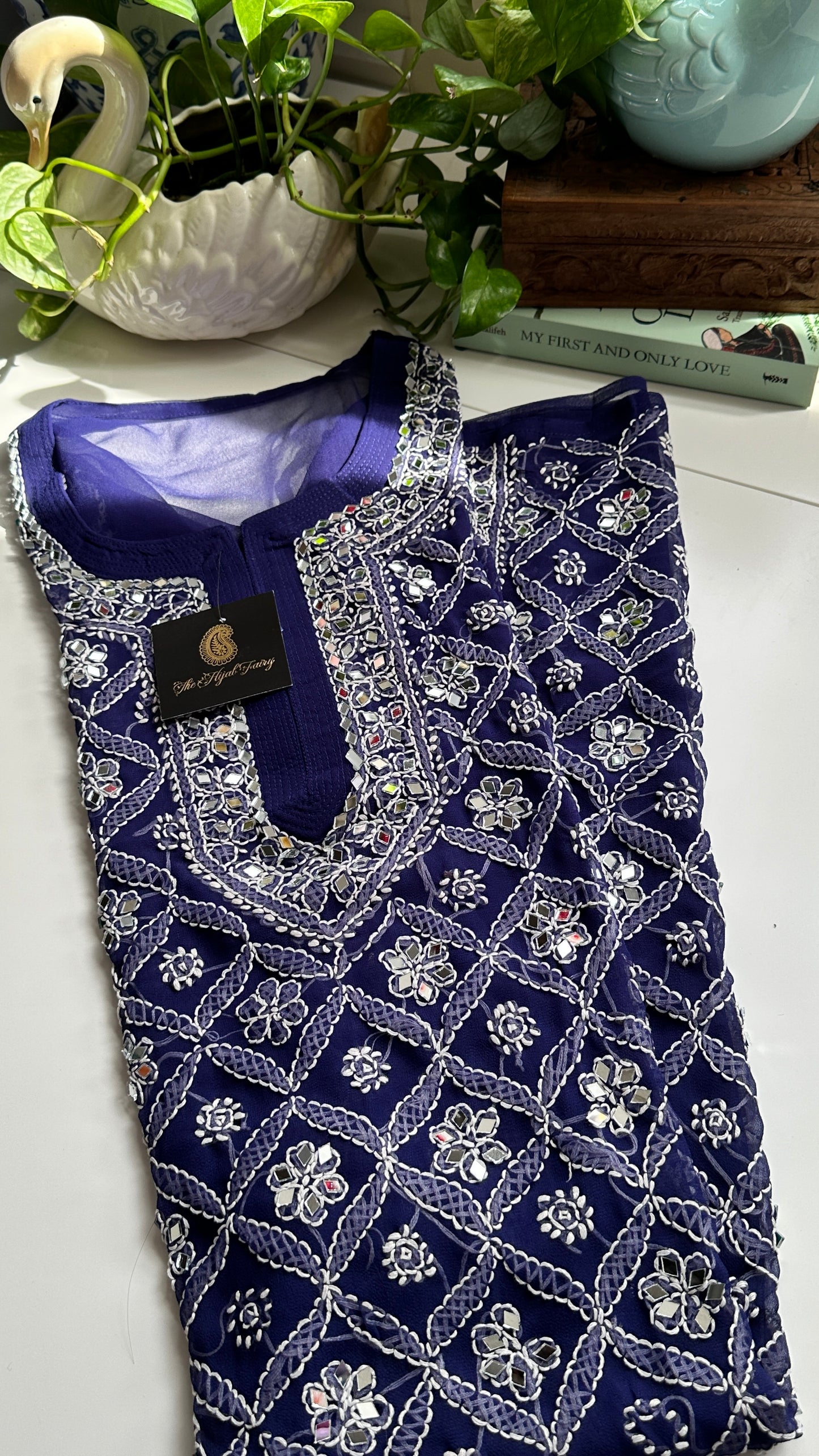 Dark Blue - Georgette Mirror Kurta