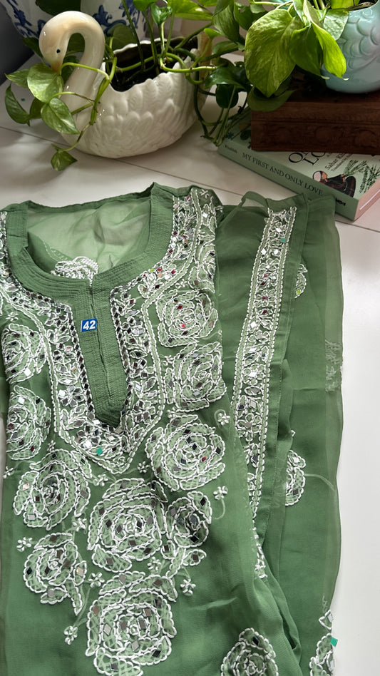 Sage Green - Georgette Mirror Kurta