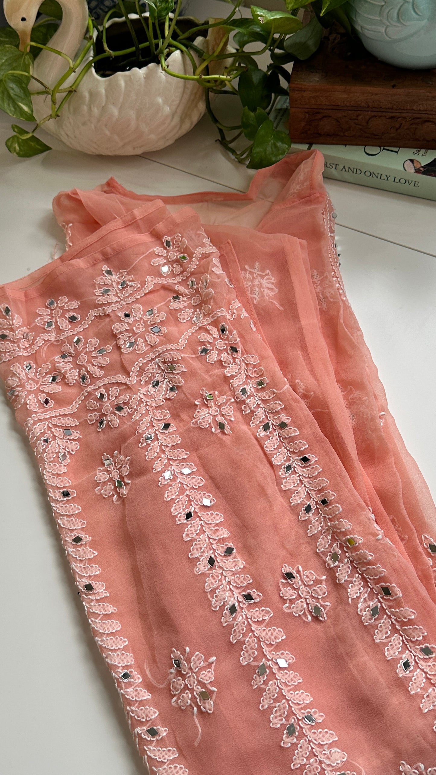 Peach - Georgette Mirror Kurta