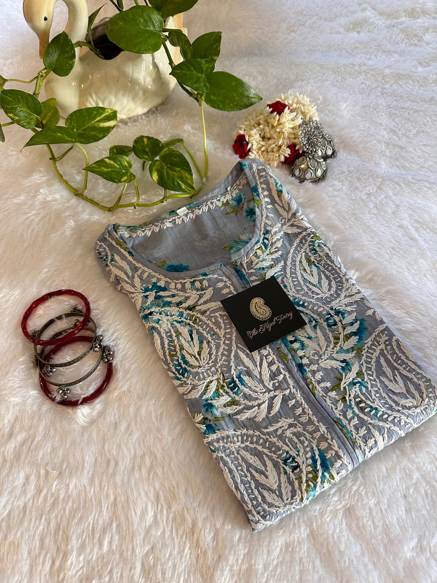 Mulmul Printed Kurti- Blue 1