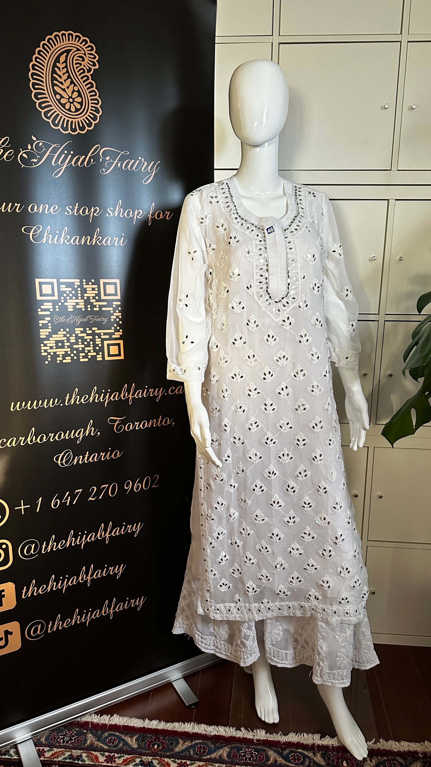 White - Georgette Mirror Kurta