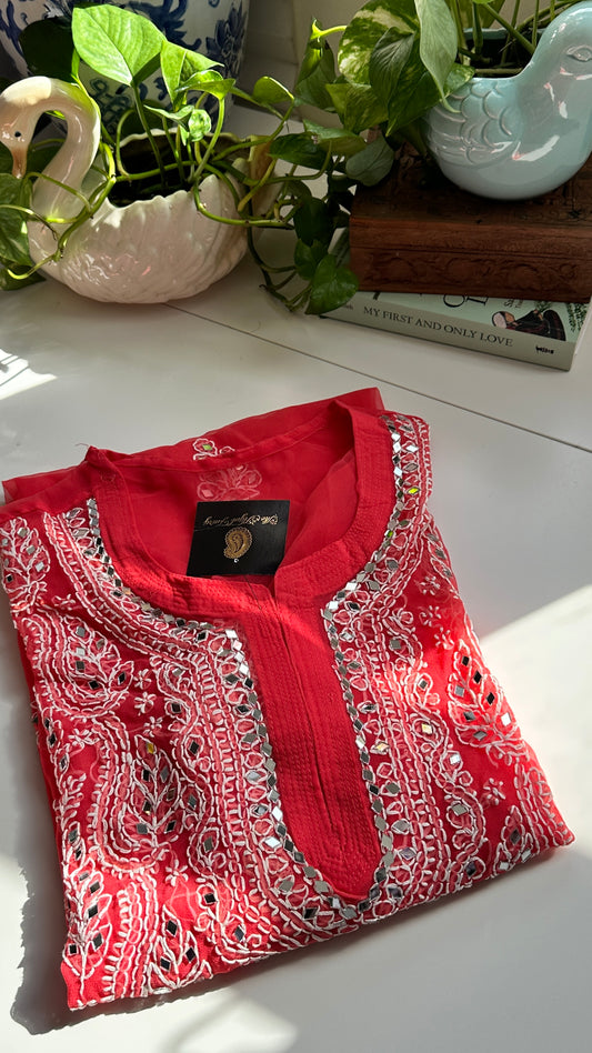 Coral - Georgette Mirror Kurta