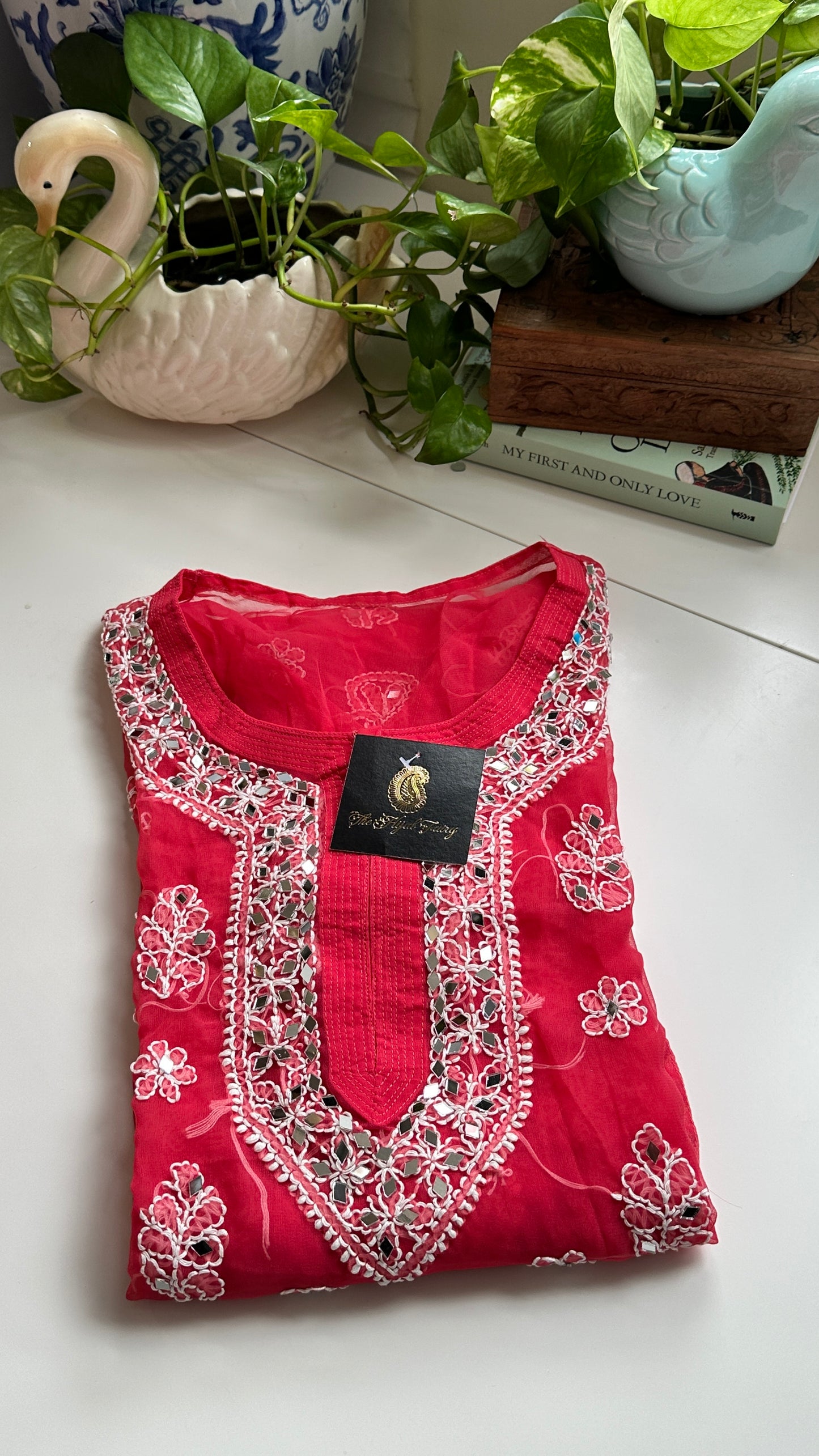 Strawberry Pink - Georgette Mirror Kurta