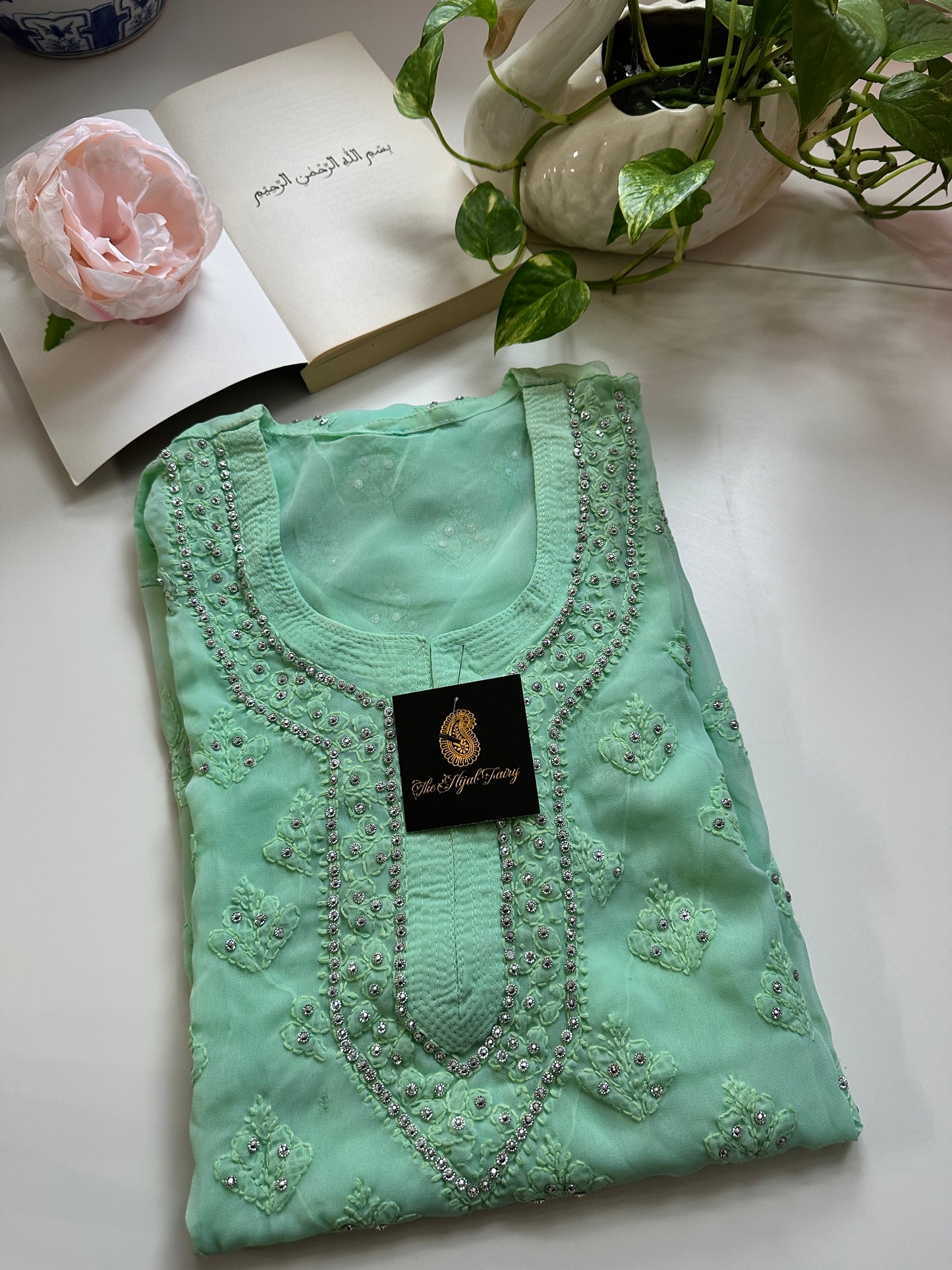 Mint Green - Georgette Stone Kurta