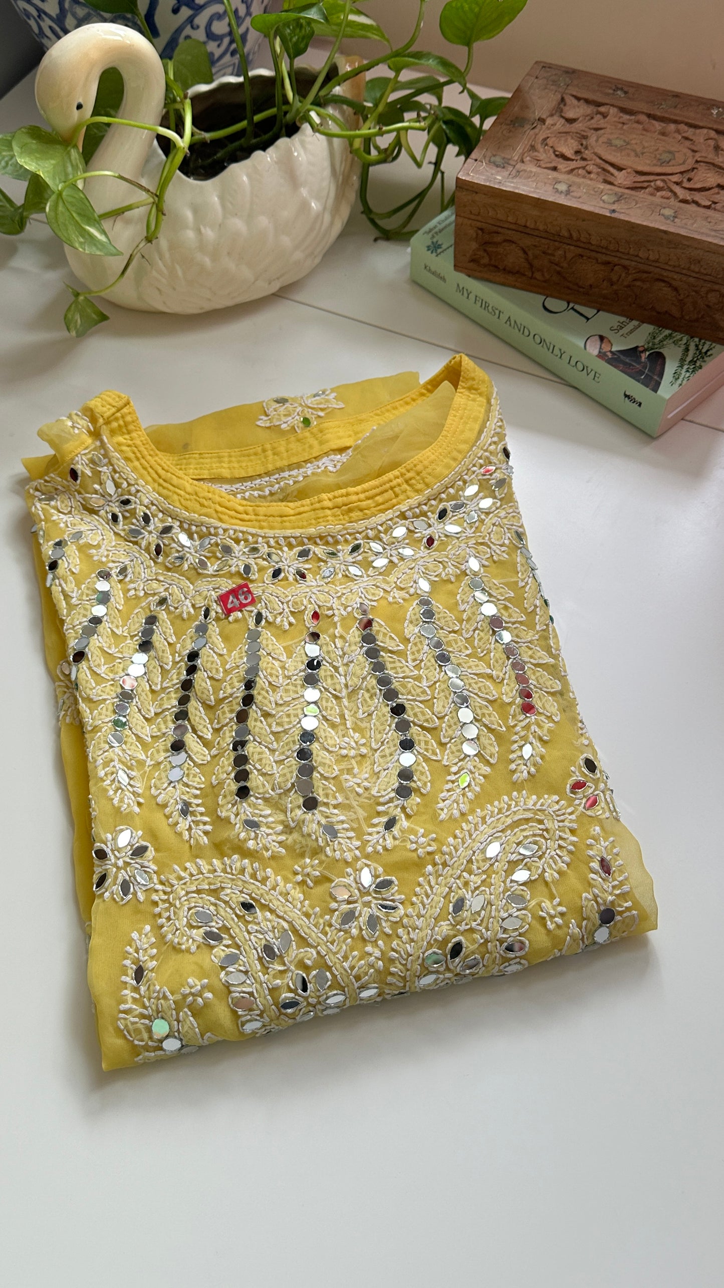 Yellow - Georgette Mirror Kurta