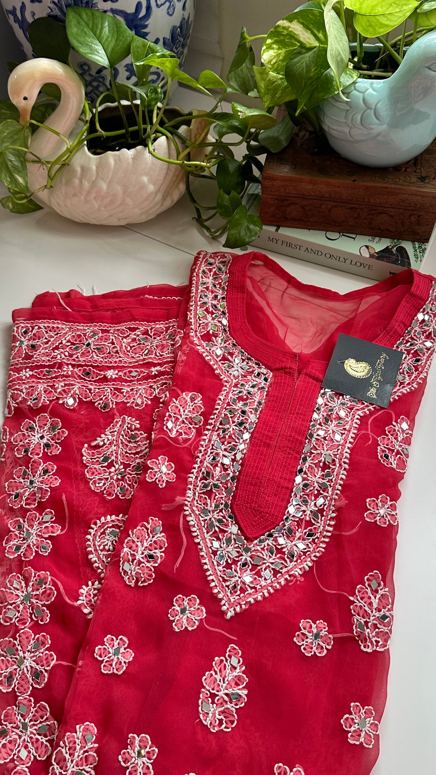 Strawberry Pink - Georgette Mirror Kurta