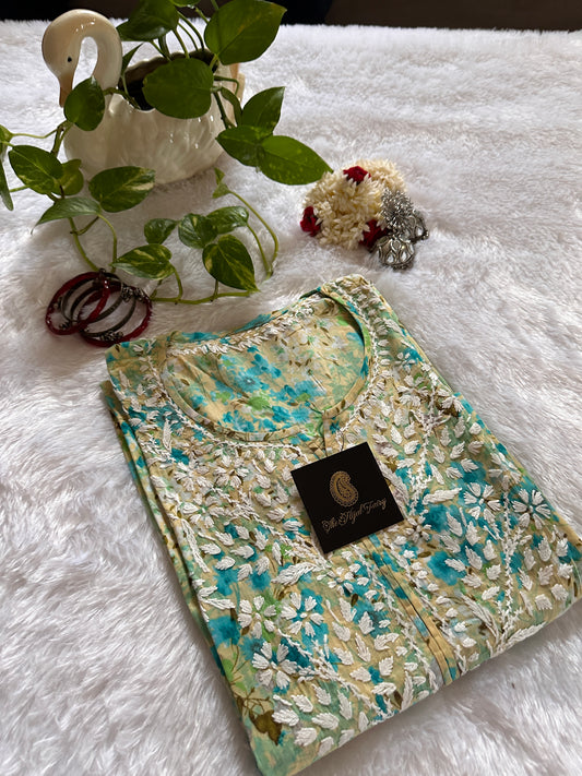 Mulmul Printed Kurti- Green 4