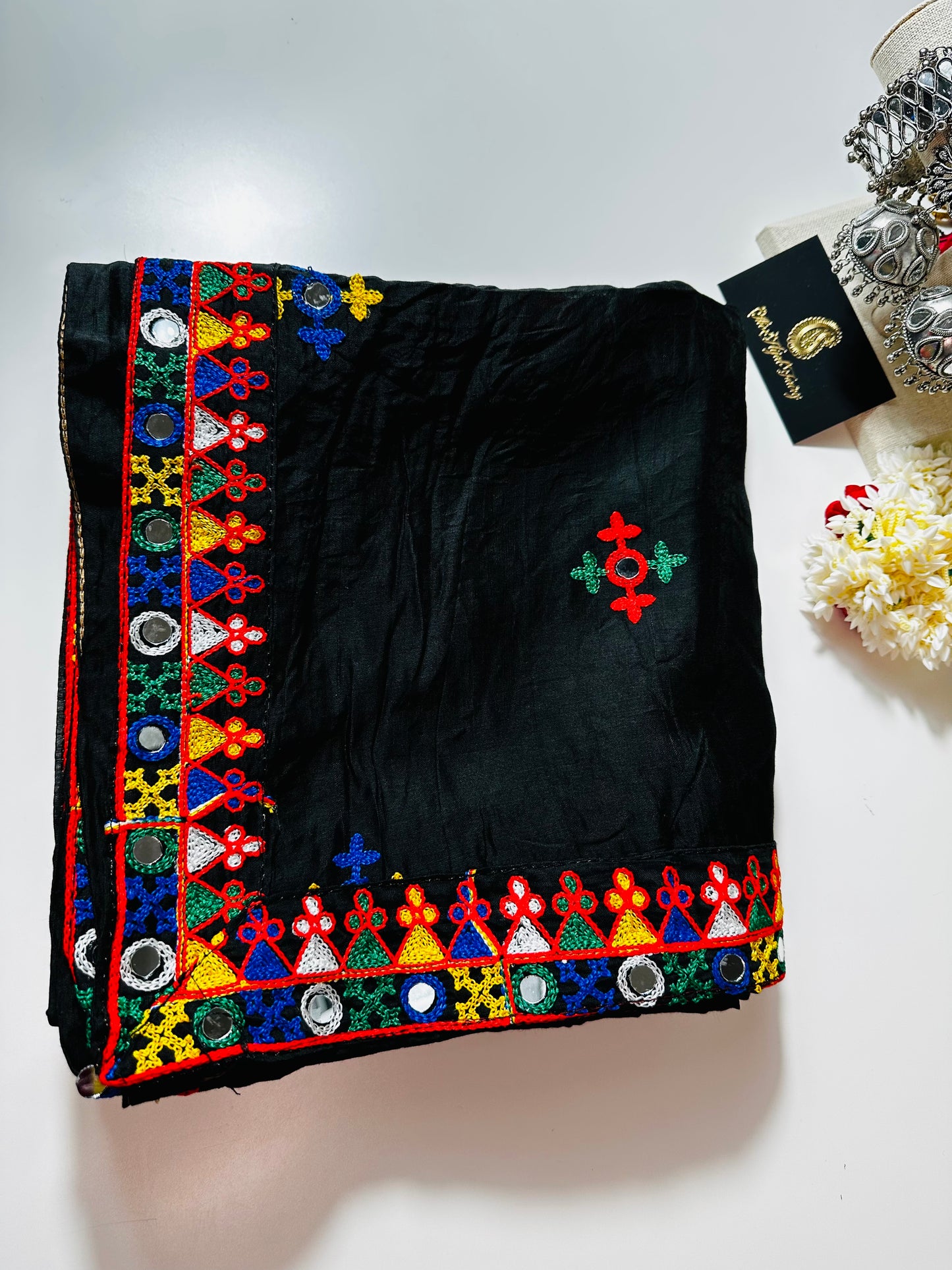Chanderi Kutchi Work Dupatta with Mirror