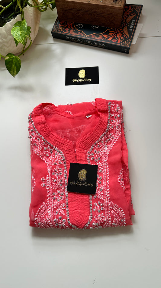 Georgette Stone Kurta- Gajari colour 1