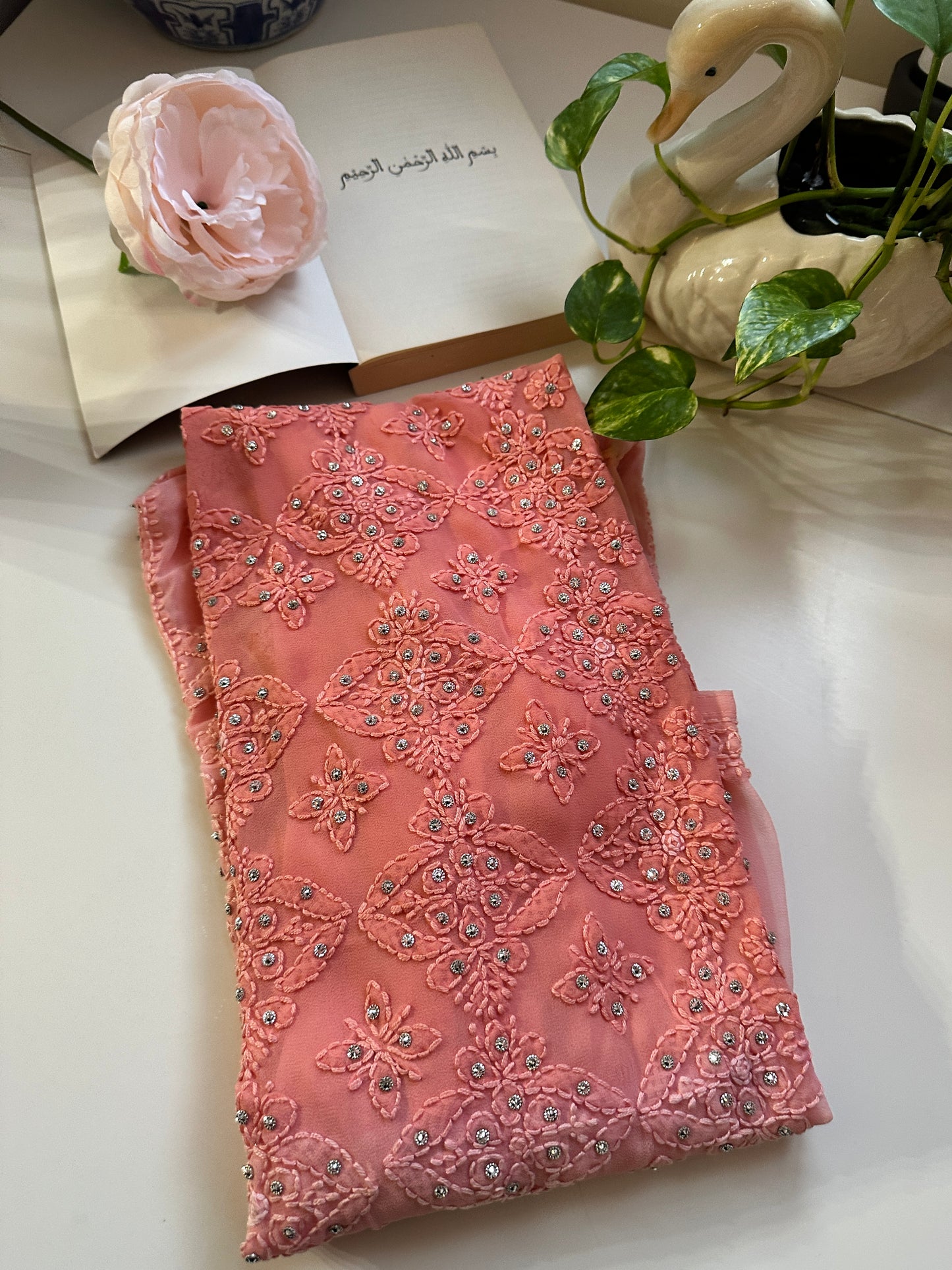 Peach Ombre - Georgette Stone Kurta