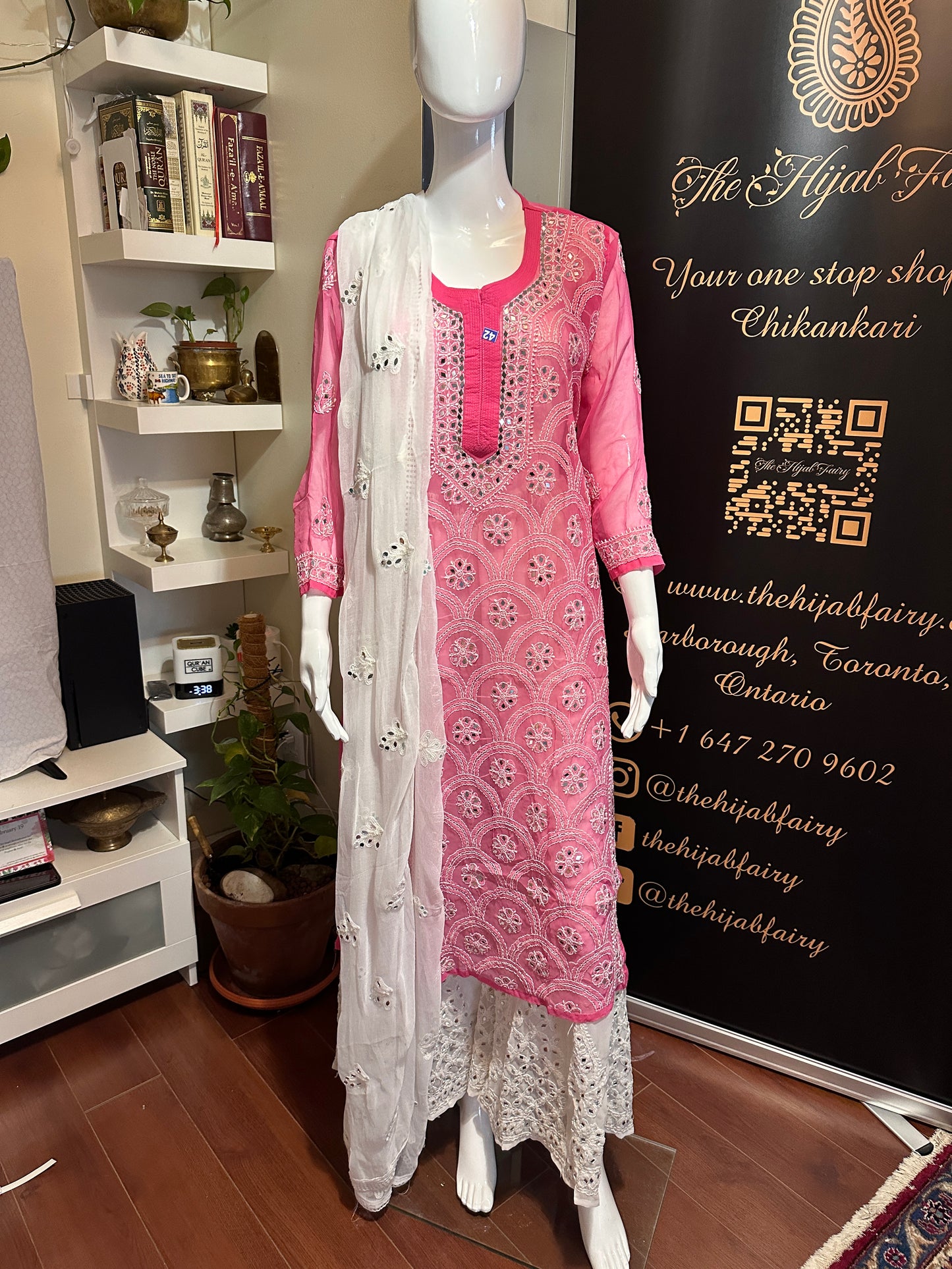 Dark Pink - Georgette Mirror Kurta