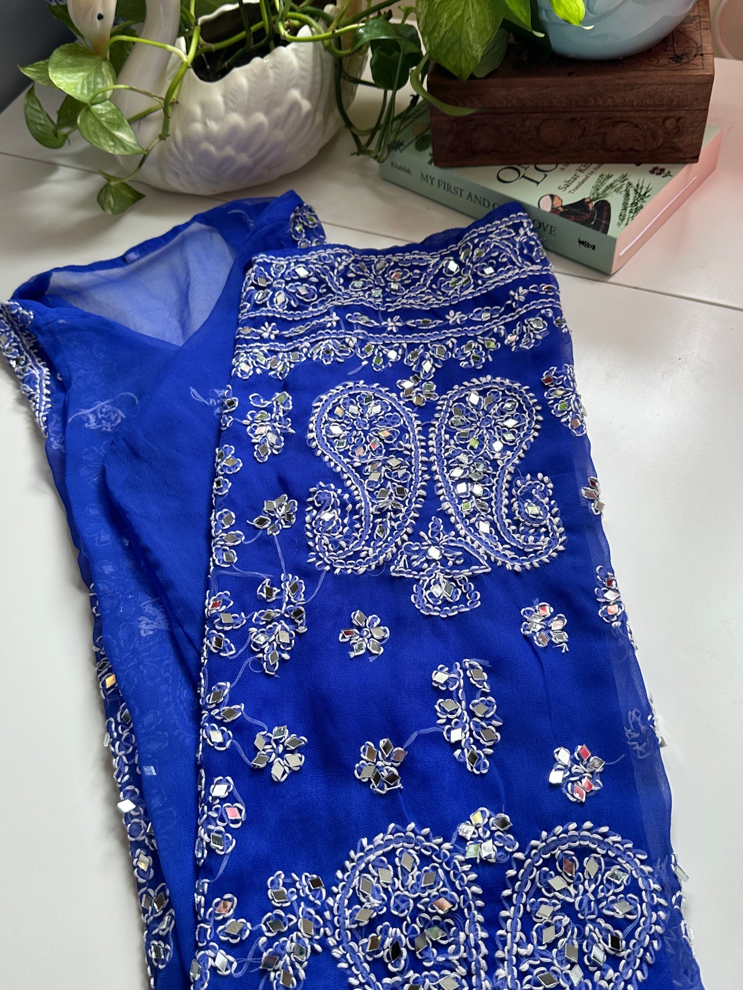 Navy Blue - Georgette Mirror Kurta