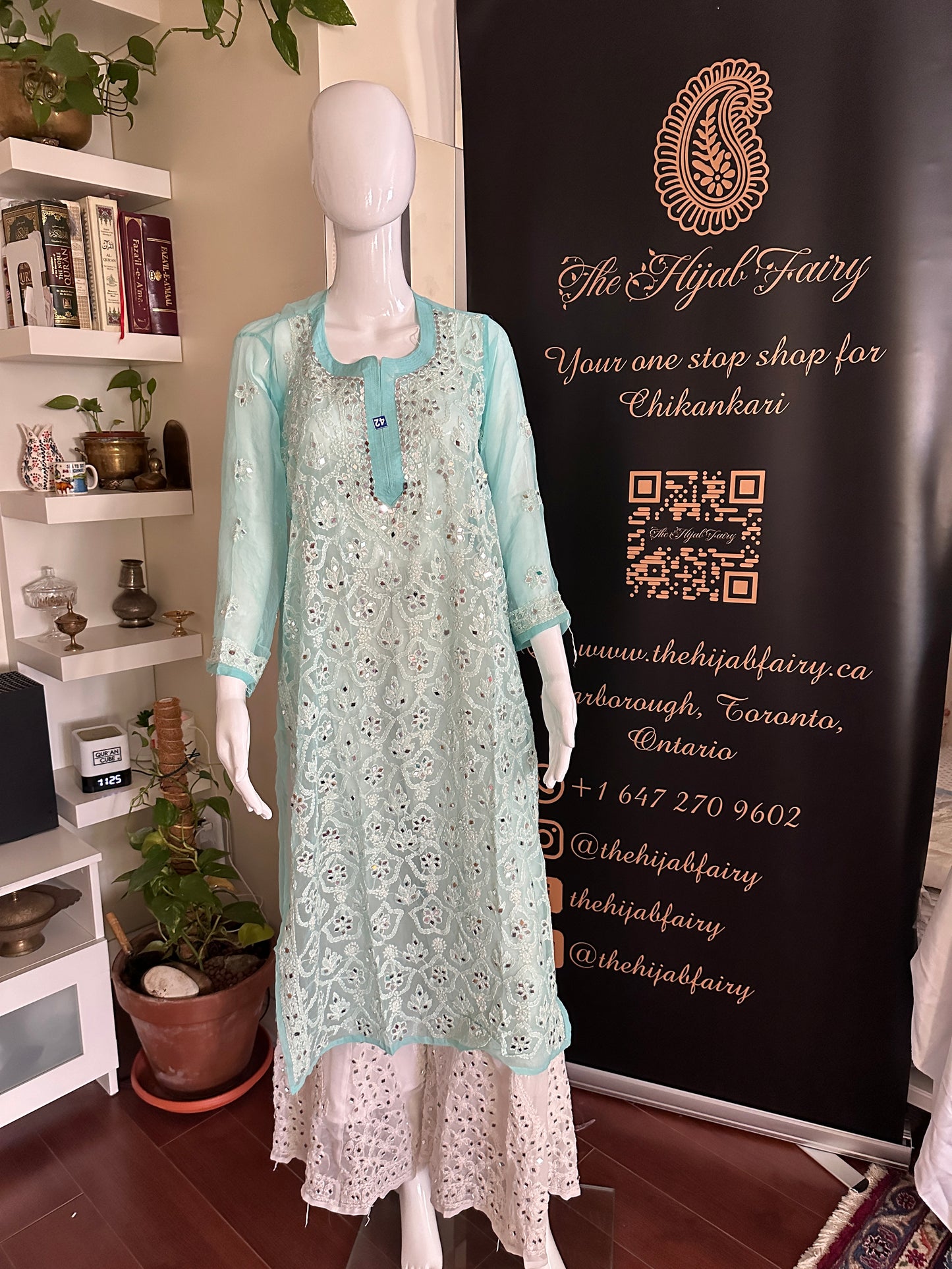 Firozi Blue - Georgette Mirror Kurta