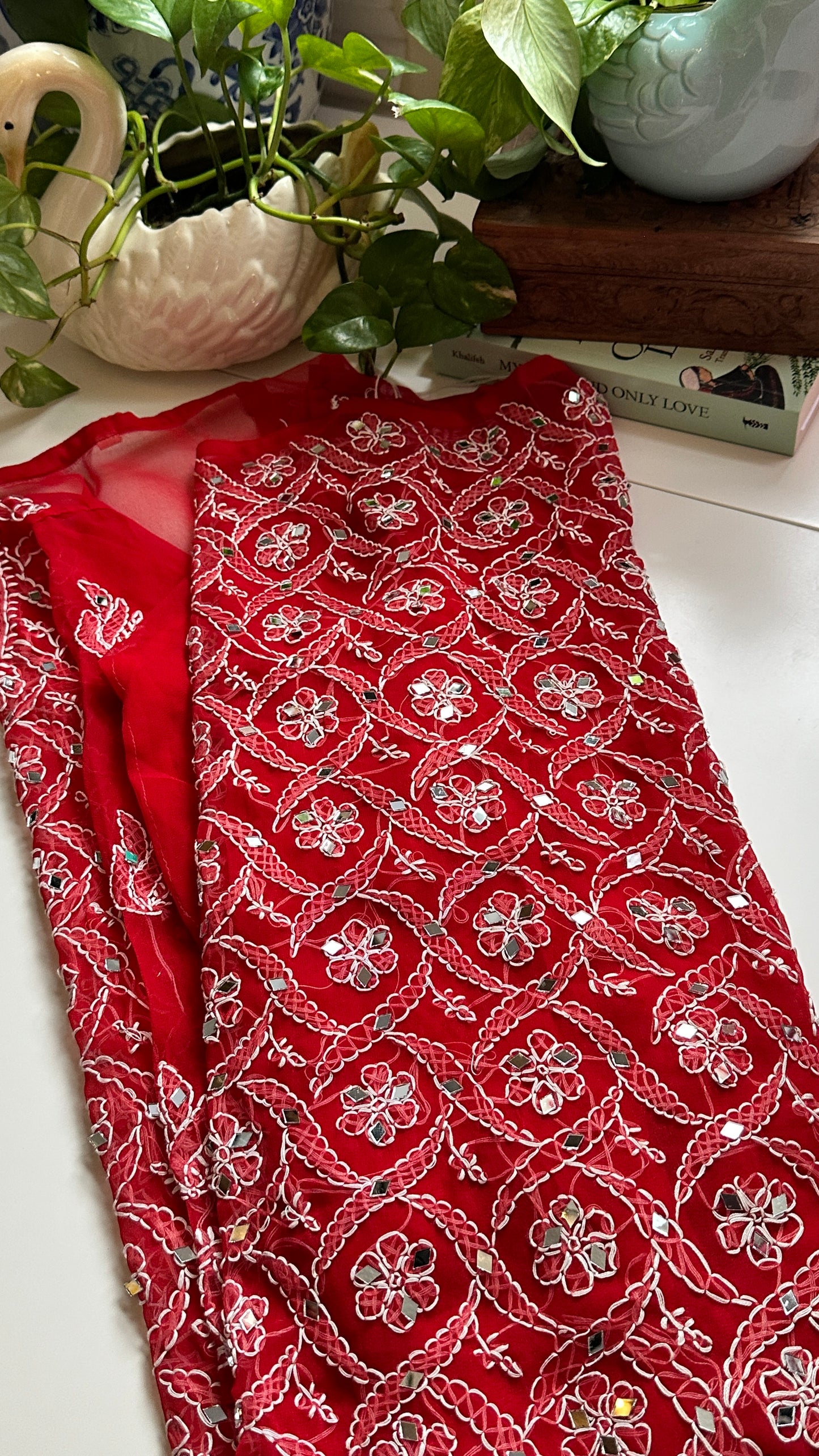 Red - Georgette Mirror Kurta