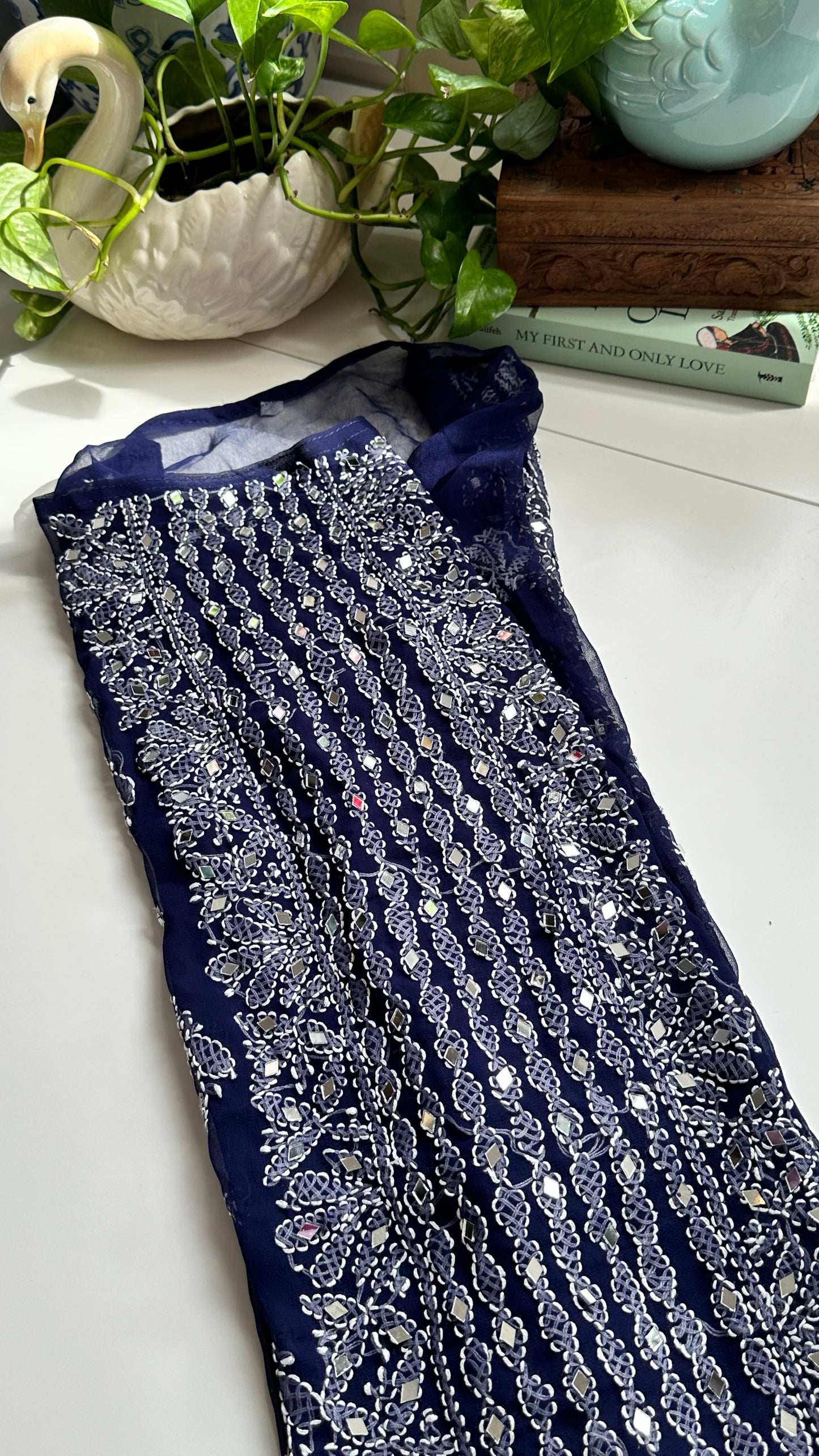 Dark Blue - Georgette Mirror Kurta